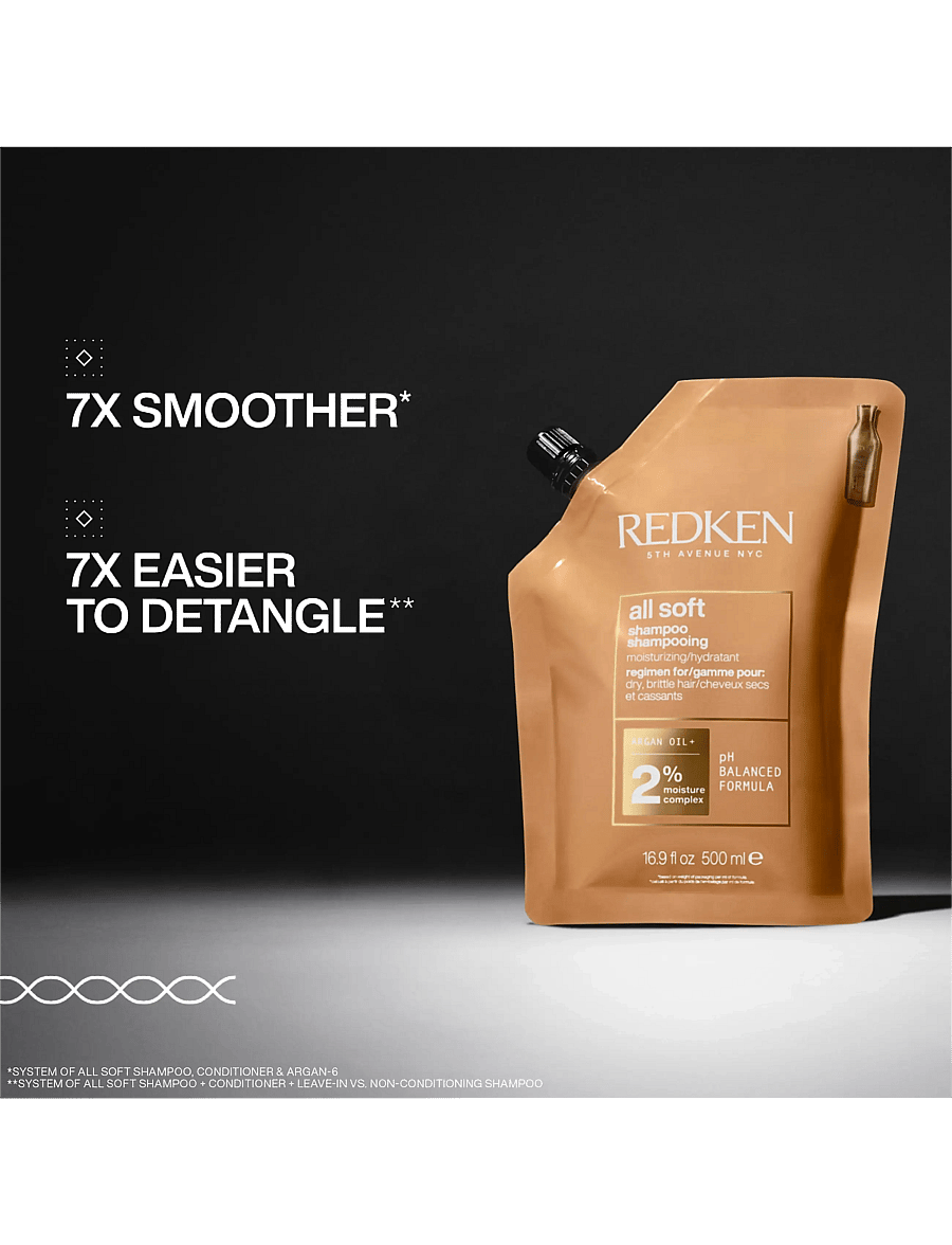 Redken - Redken All Soft Shampoo Refill 500 ml - refill til hårpleje - clear - 1