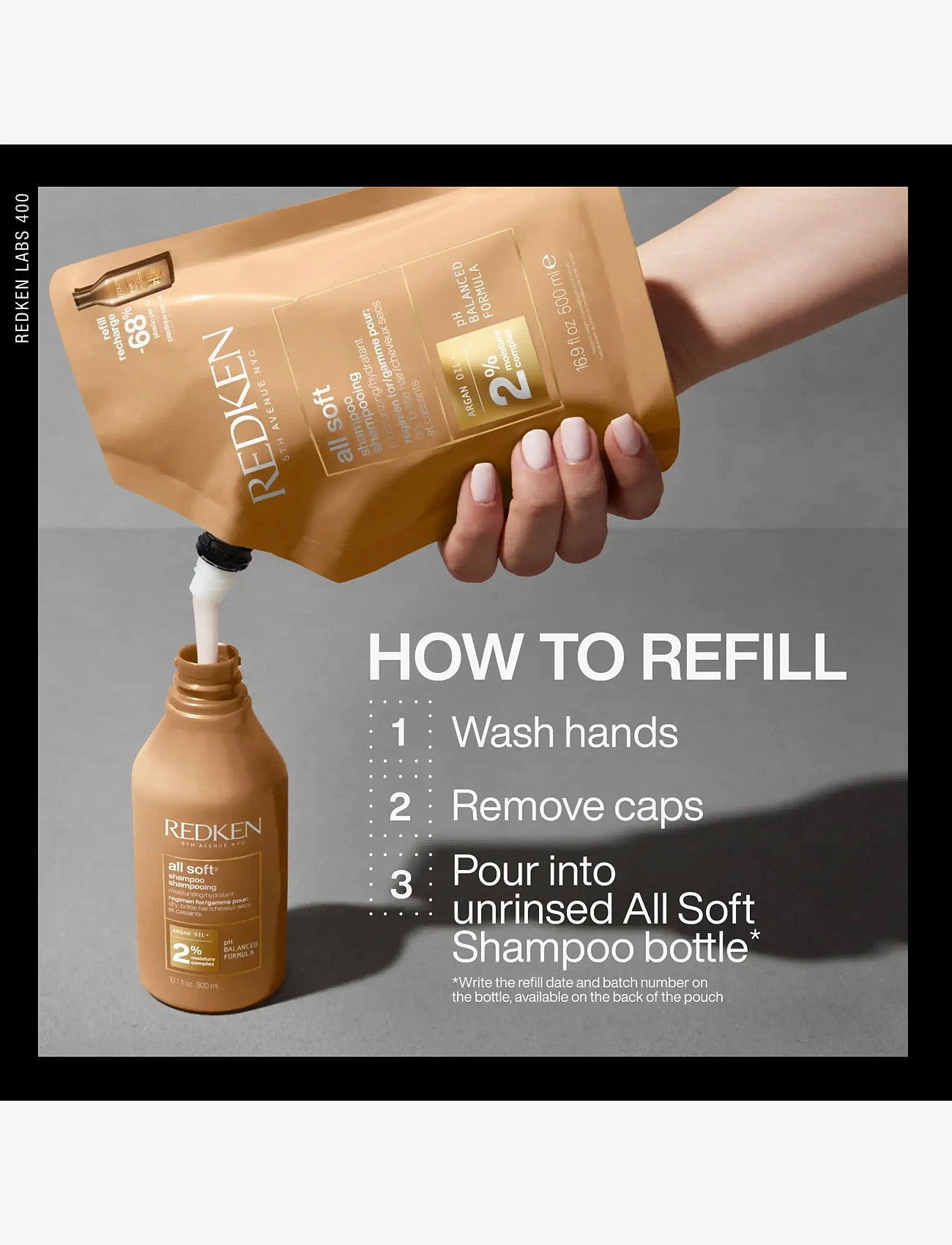 Redken - Redken All Soft Shampoo Refill 500ML - hårpleje - clear - 2
