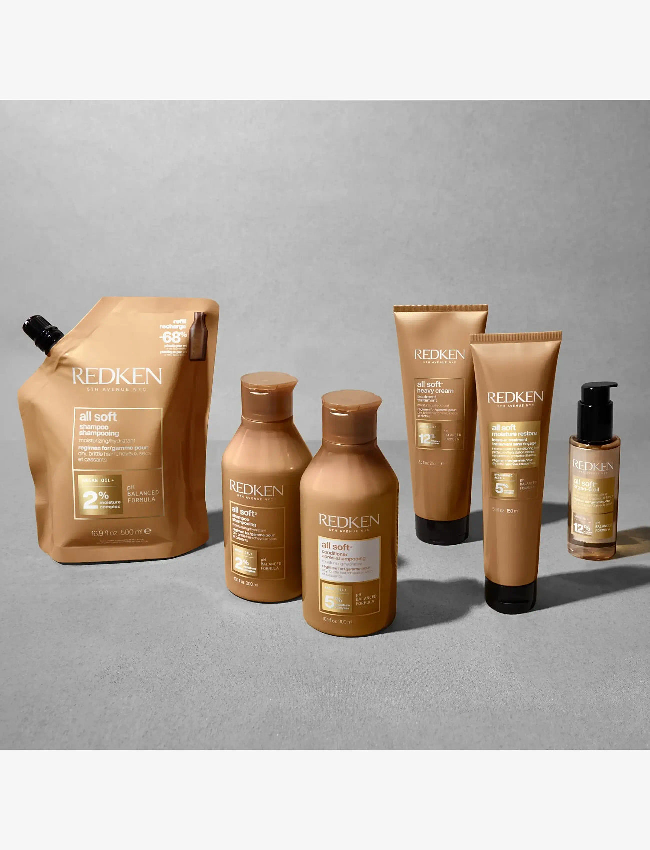 Redken - Redken All Soft Shampoo Refill 500ML - hårpleje - clear - 4