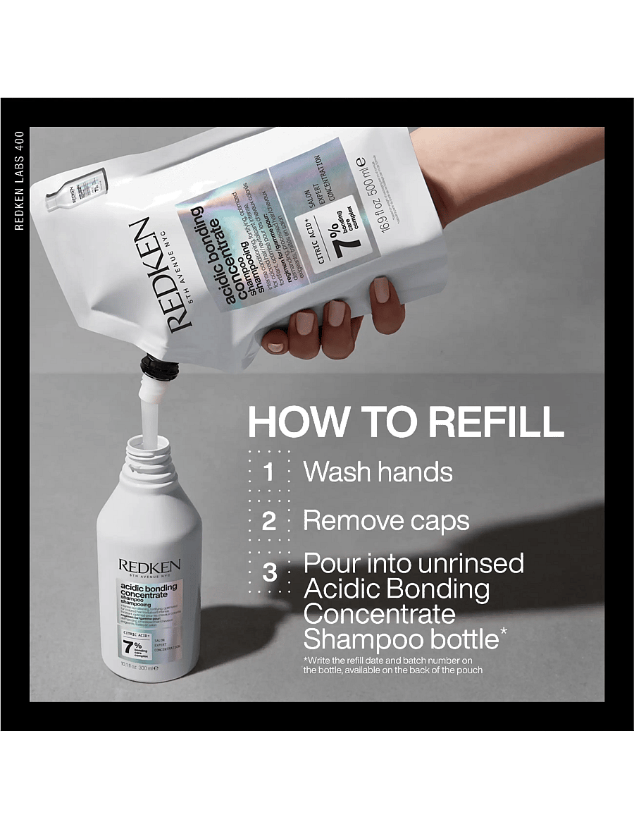 Redken - Redken Acidic Bonding Concentrate Shampoo Refill 500 ml - hårvård refill - clear - 5
