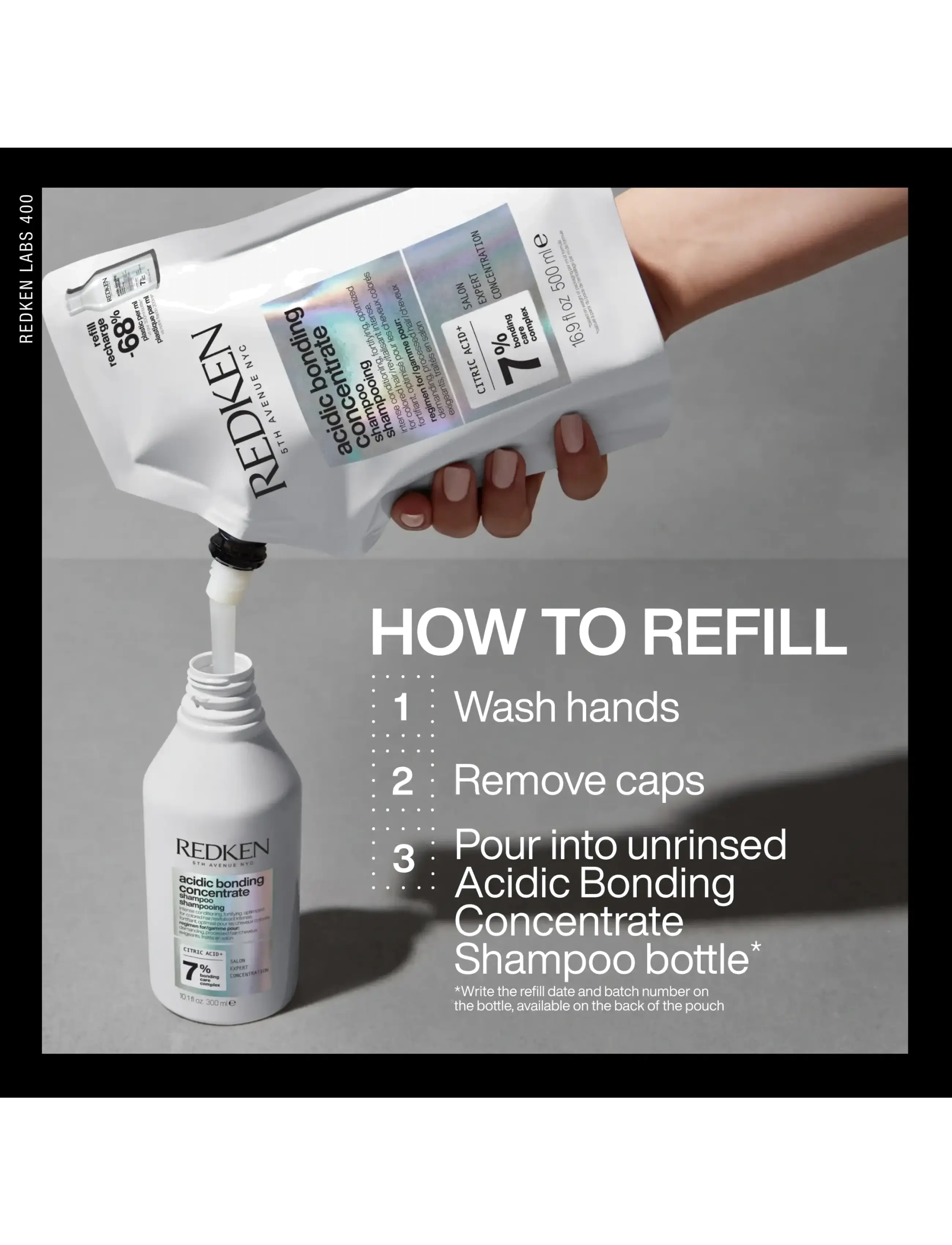 Redken - Redken Acidic Bonding Concentrate Shampoo Refill 500 ml - hårvård refill - clear - 5
