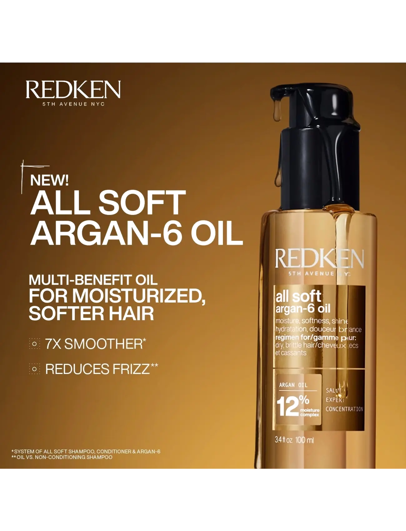 Redken - Redken All Soft Argan-6 Oil 100 ml - hårolie - clear - 2