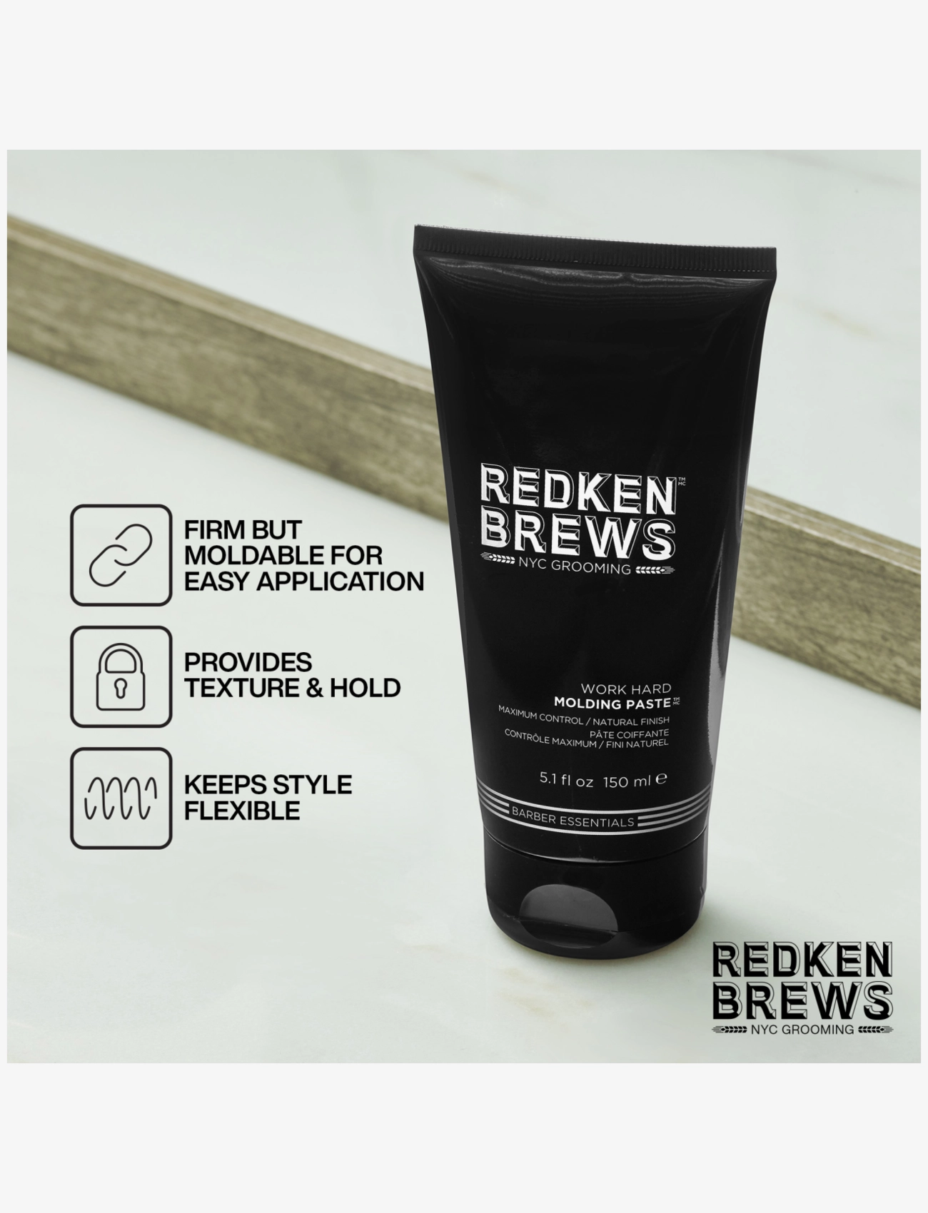 Redken - Redken Brews Work Hard Molding Paste 150ml - laveste priser - no colour - 3