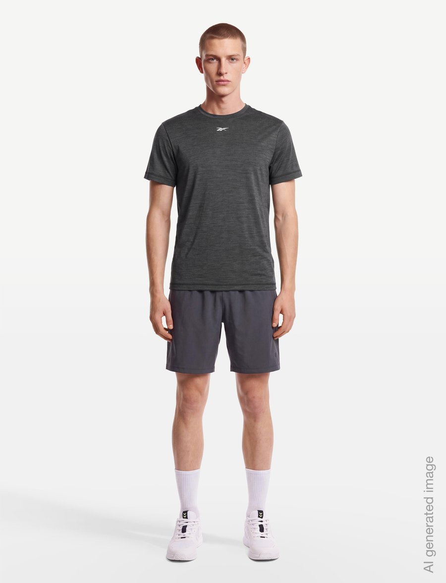 Reebok Performance - ID TRAIN MELANGE TECH TEE - t-shirts - black melange - 0