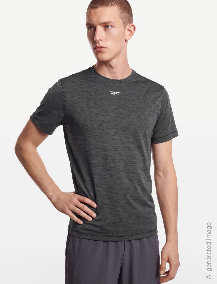 Reebok Performance - ID TRAIN MELANGE TECH TEE - t-shirts - black melange - 3
