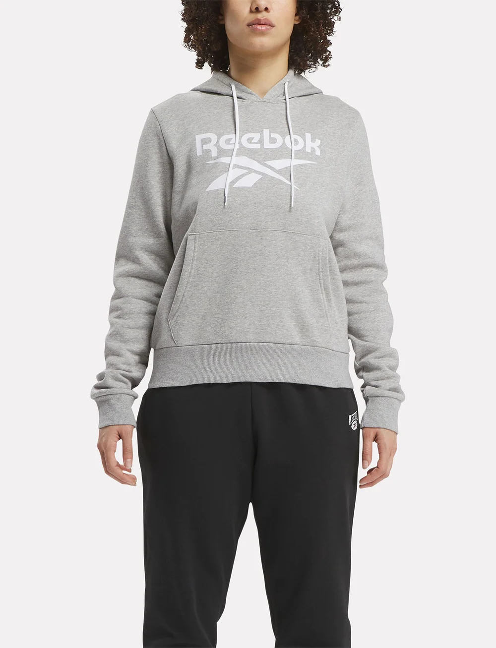 Reebok Performance - REEBOK IDENTITY BIG LOGO FLEECE HOO - huvtröjor - m grey heather - 0