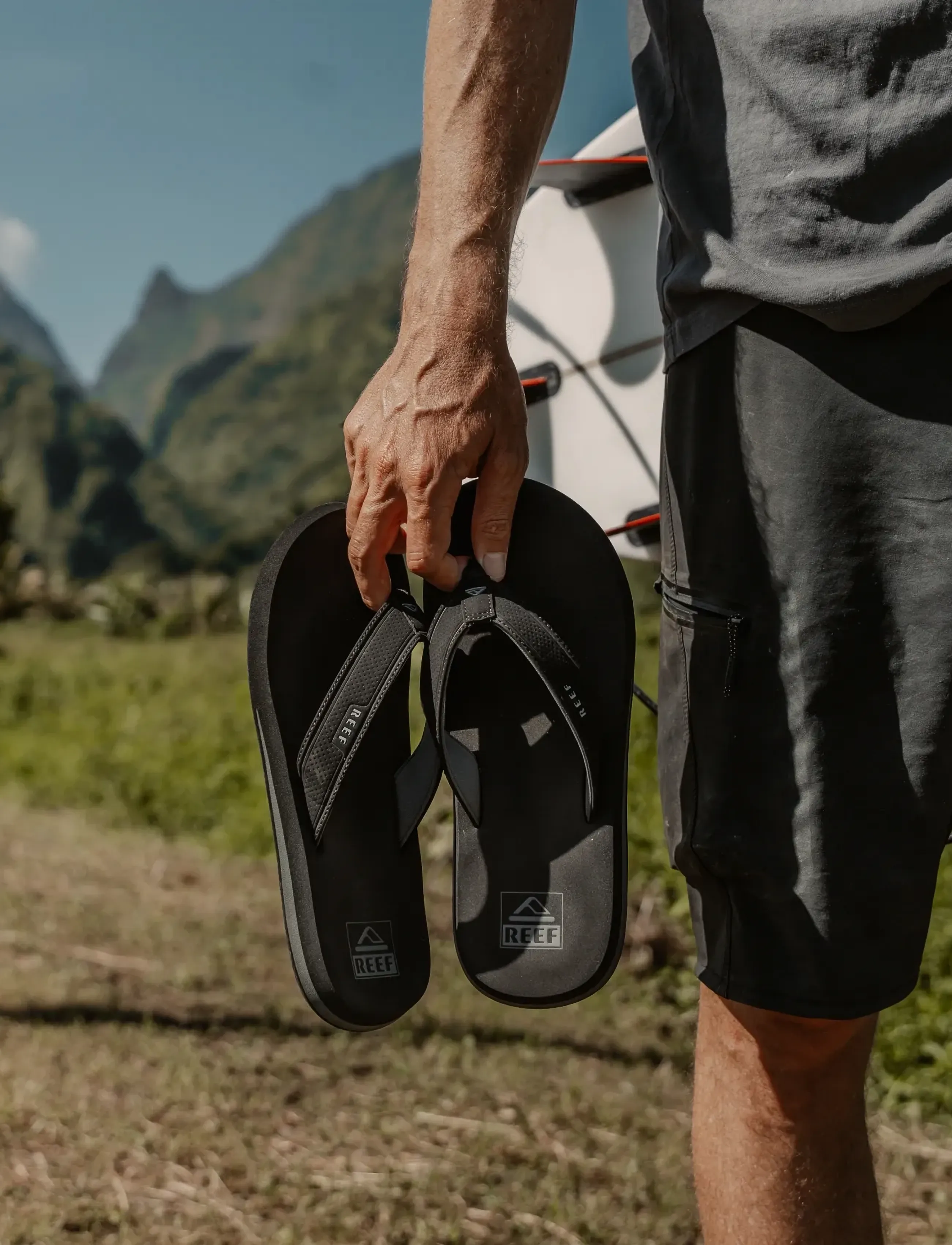 REEF The Layback, 45, Black, Sport Sko > Sport Flip Flops, Herre
