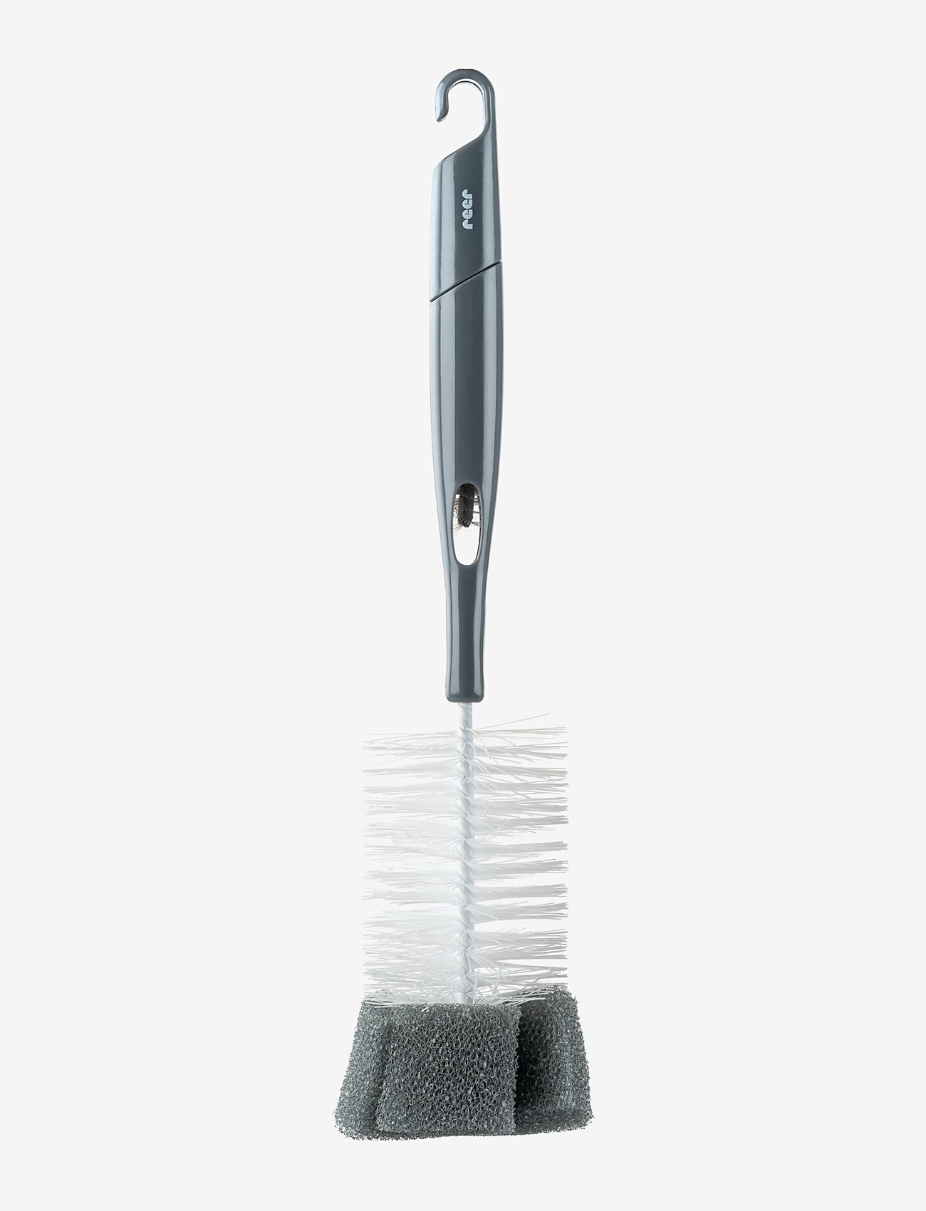 Reer - Bottle and teat brush with cleaning sponge - nappflaskor - grey - 0