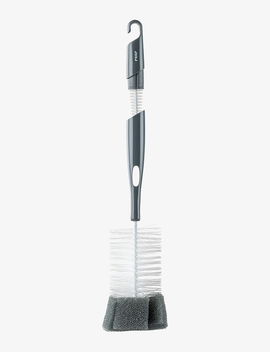 Reer - Bottle and teat brush with cleaning sponge - grey - 2