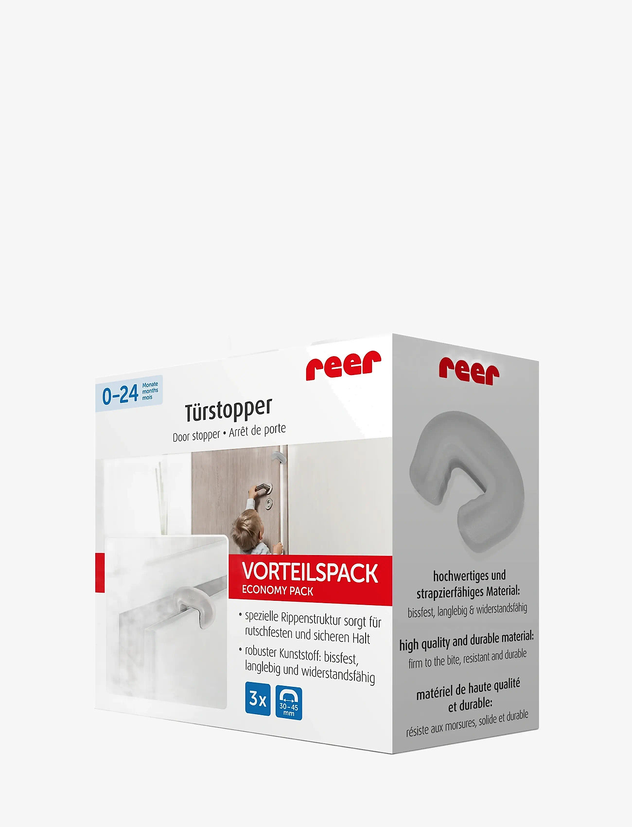 Reer - Economy pack door stopper, transparent - home safety - white - 2