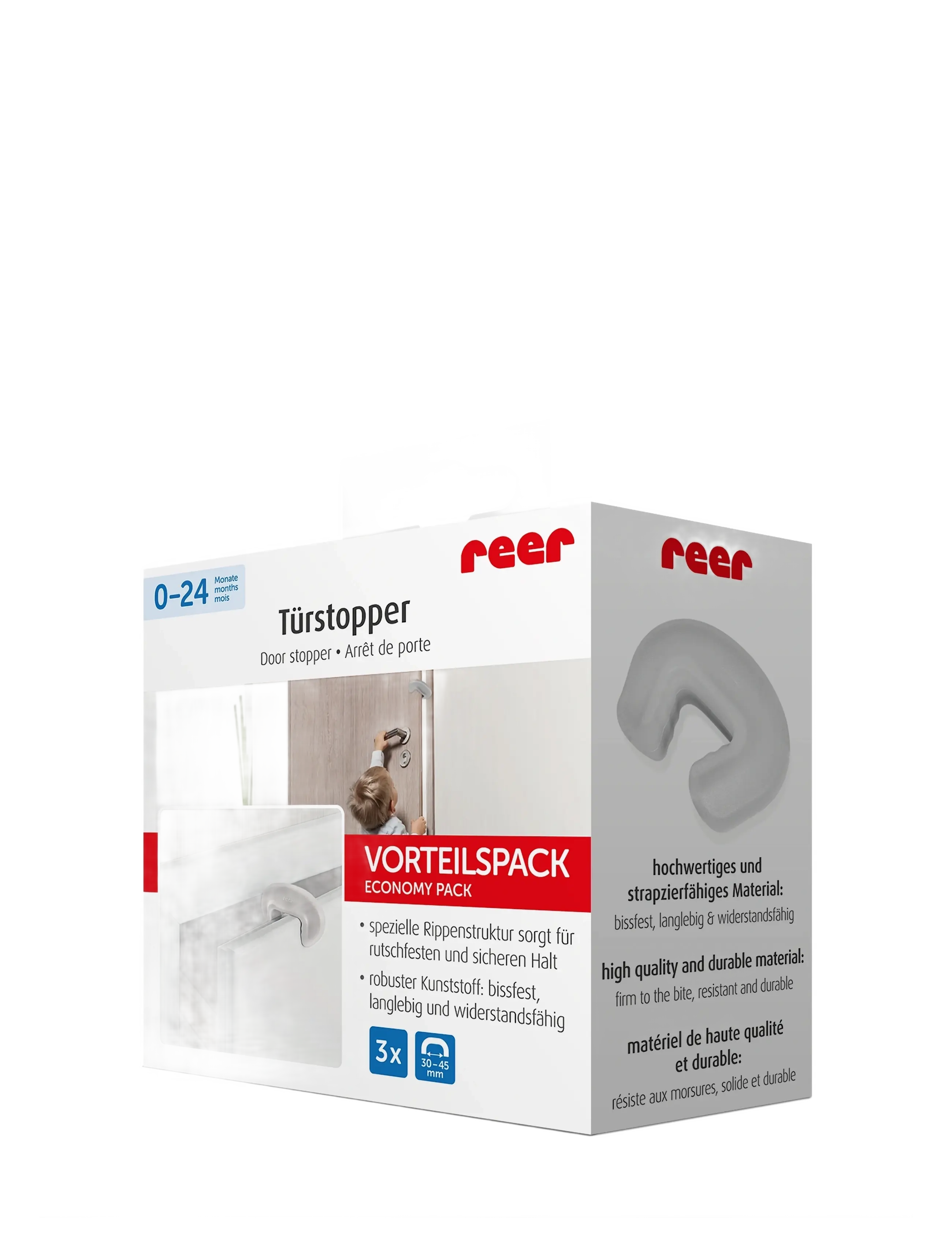 Reer - Economy pack door stopper, transparent - sikkerhed til hjemmet - white - 2