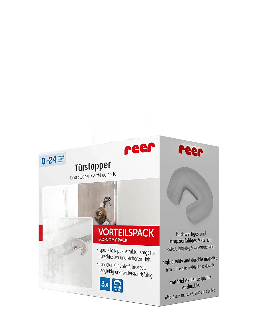 Reer - Economy pack door stopper, transparent - sicherheit zu hause - white - 2