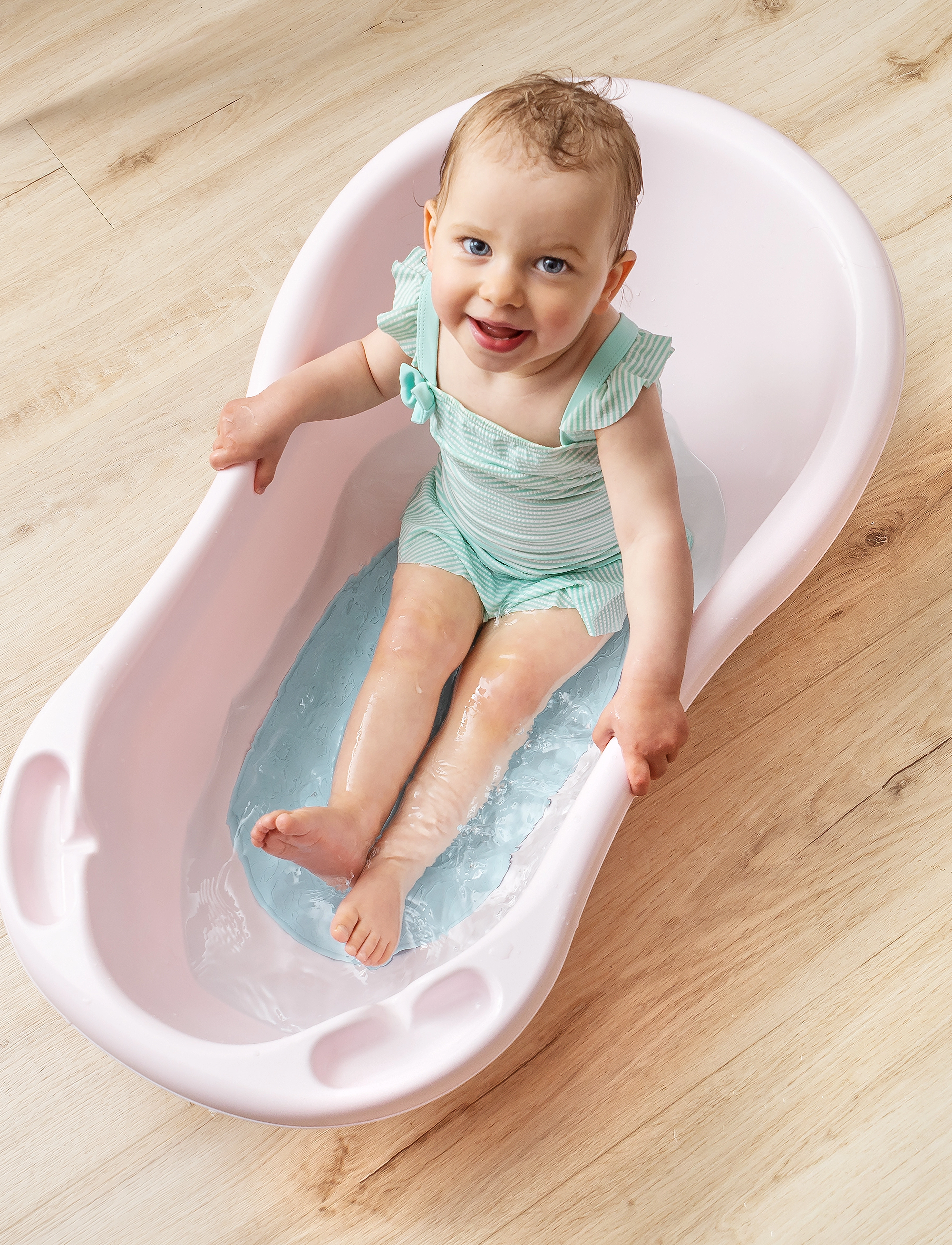 Reer Myhappybath Mat Baby Bath Mat, One Size, Time, Blau - Bathroom Mats, Kinder