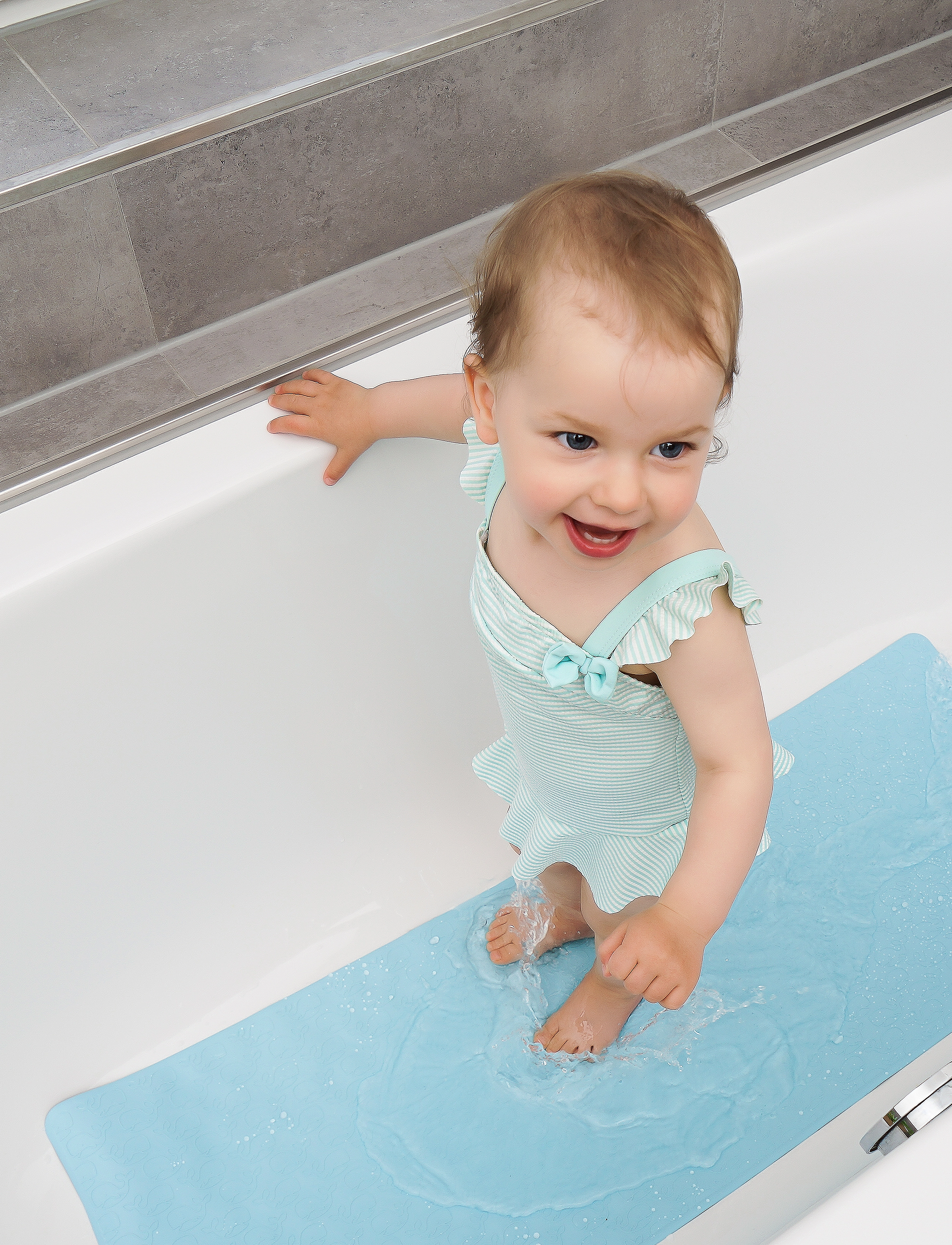 Reer Myhappybath Mat Xl Bath Mat, One Size, Time, Blau - Bathroom Mats, Kinder