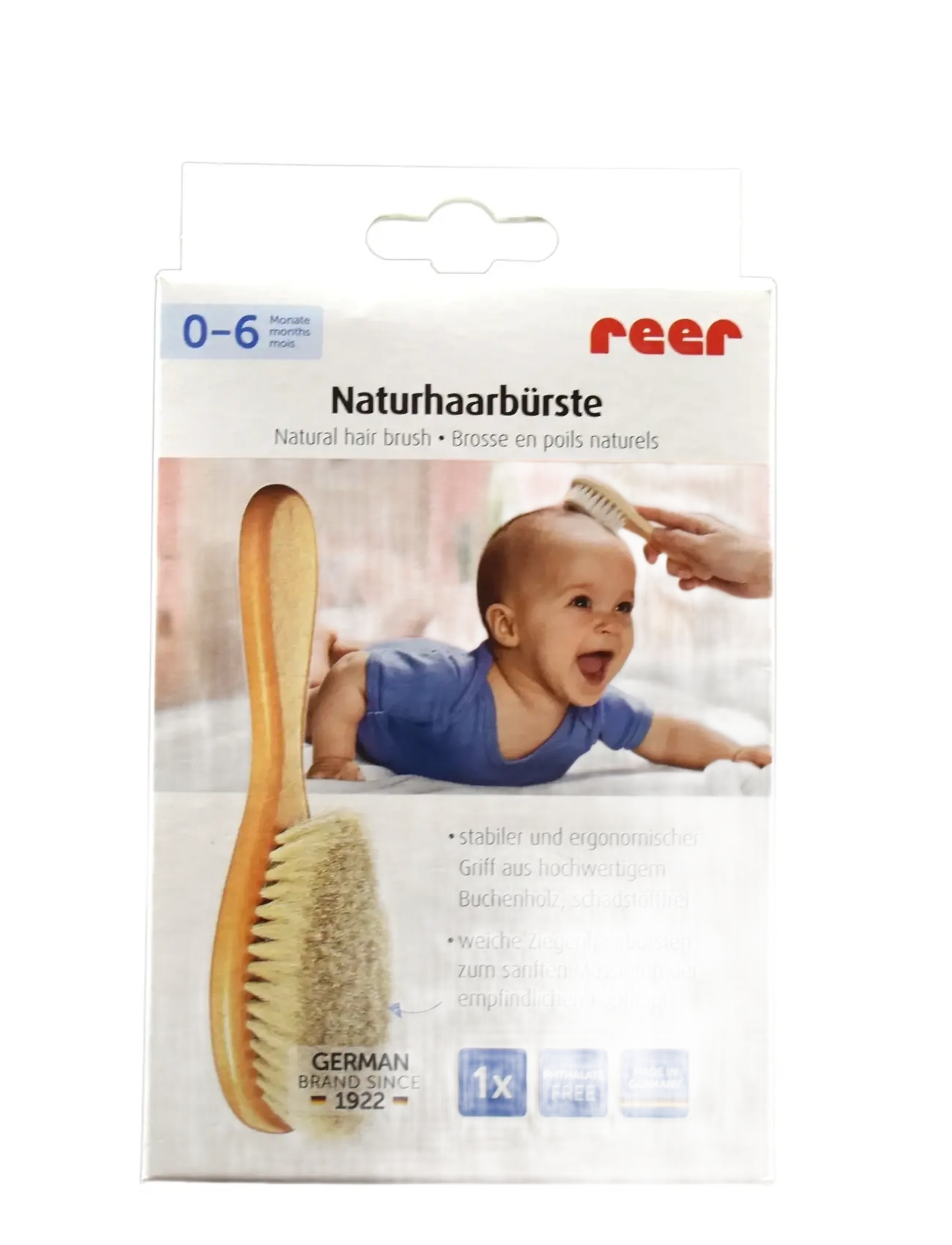 Reer - Medium baby hair brush natrual line - brosse et peigne - beige - 2