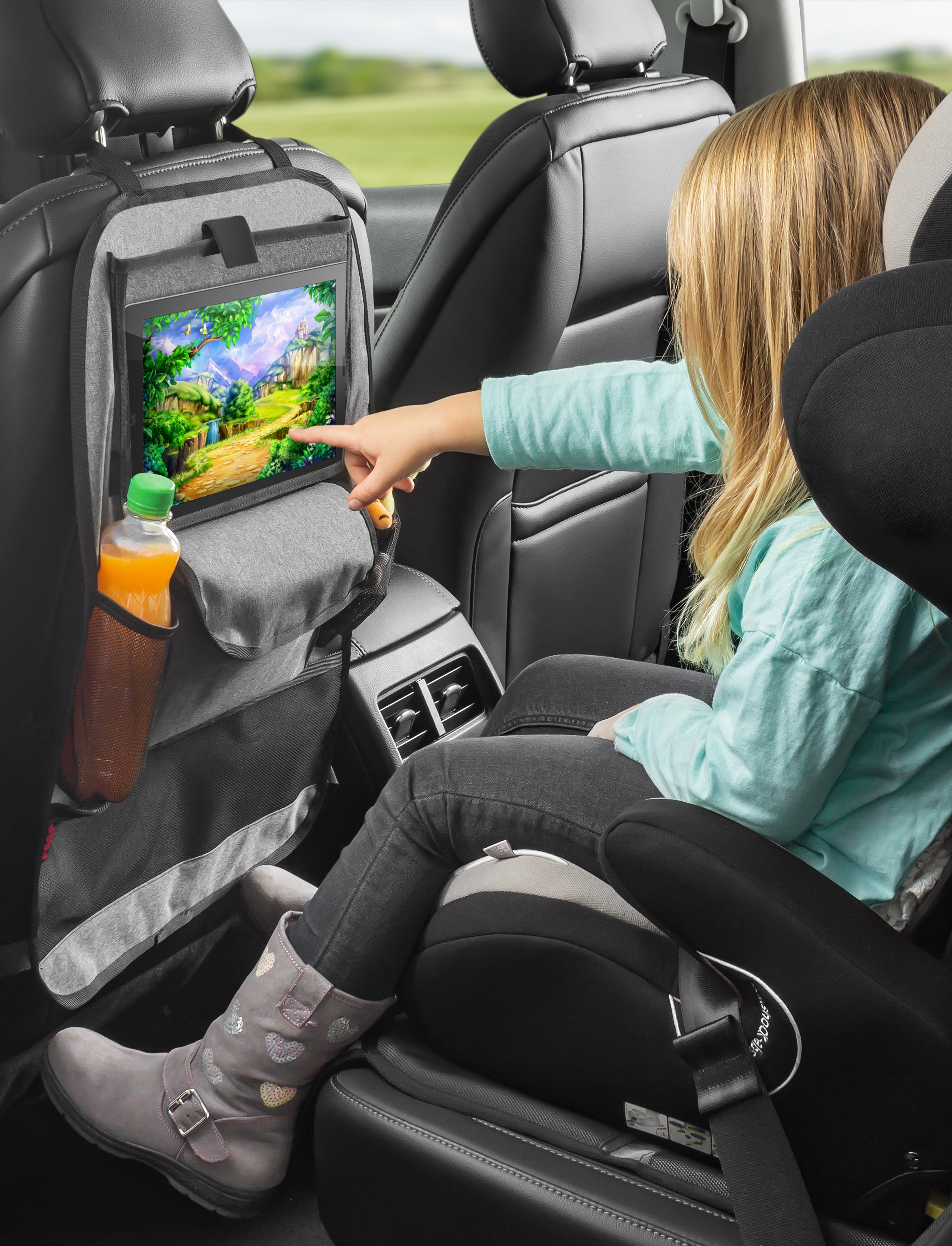 Reer Travelkid Entertain Car Seat Organizer, One Size, Grey, Tilbehør > Rejsetilbehør, Børn