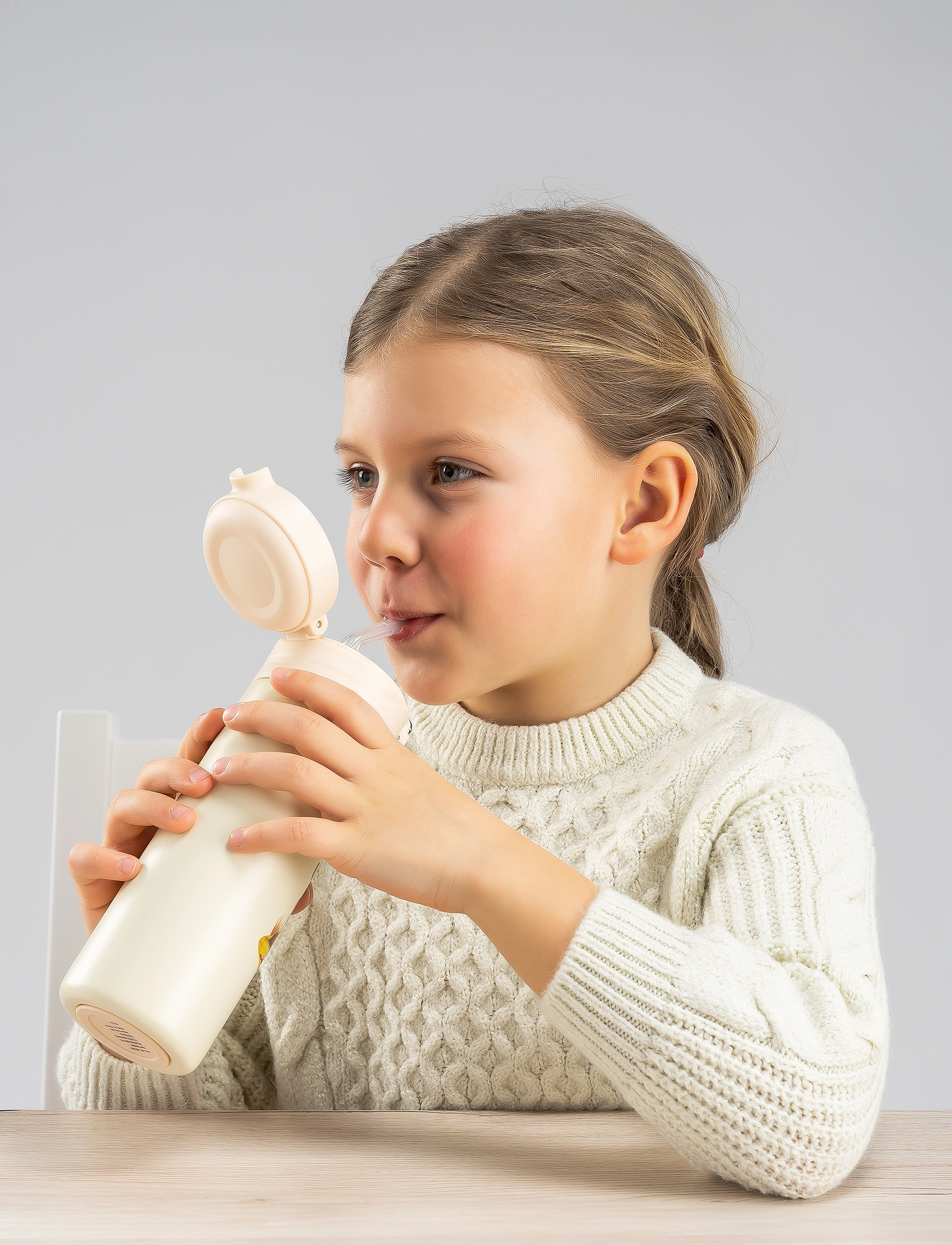 Reer - Drinking bottle with straw - Cream - cream - 4