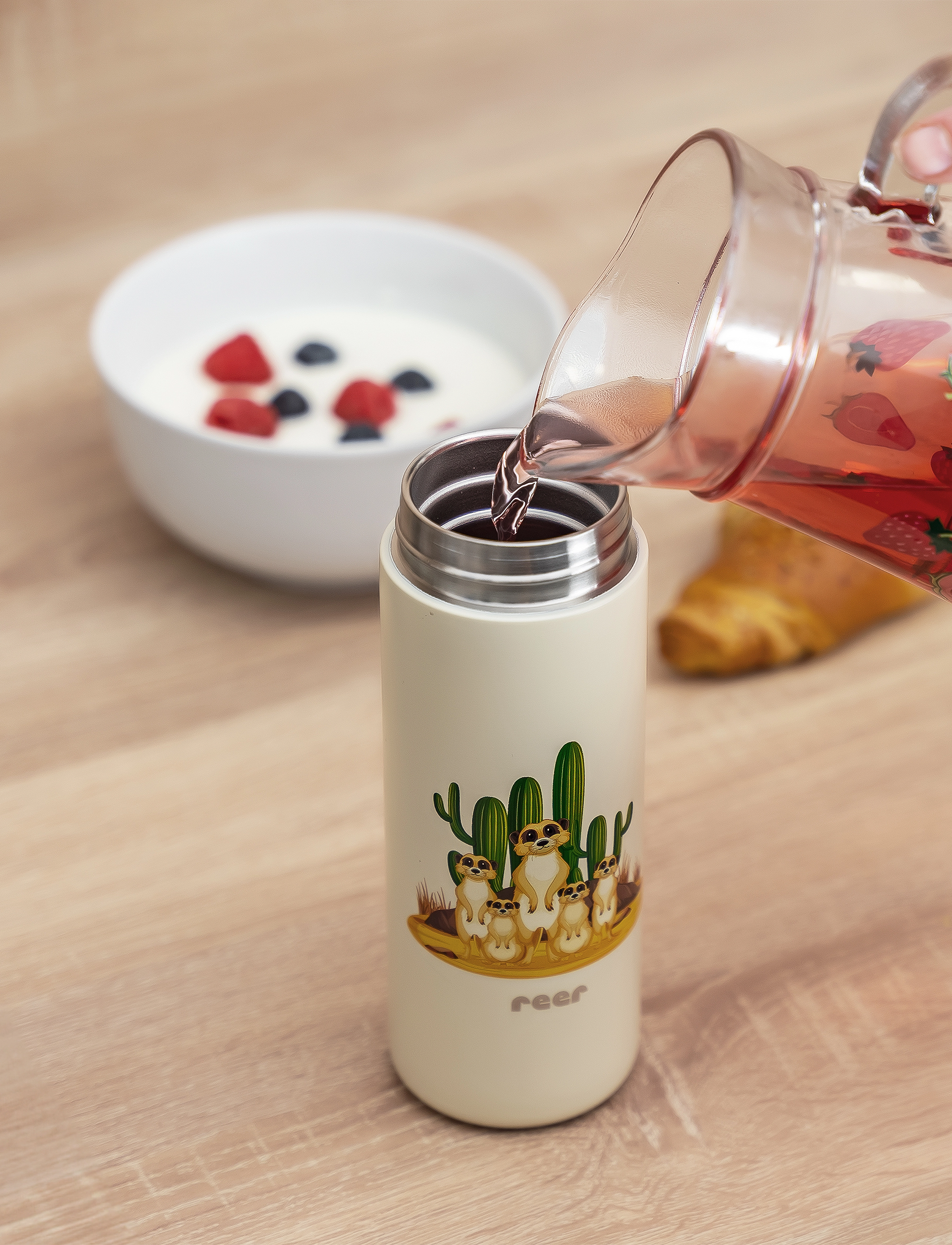 Reer - Drinking bottle with straw - Cream - cream - 5