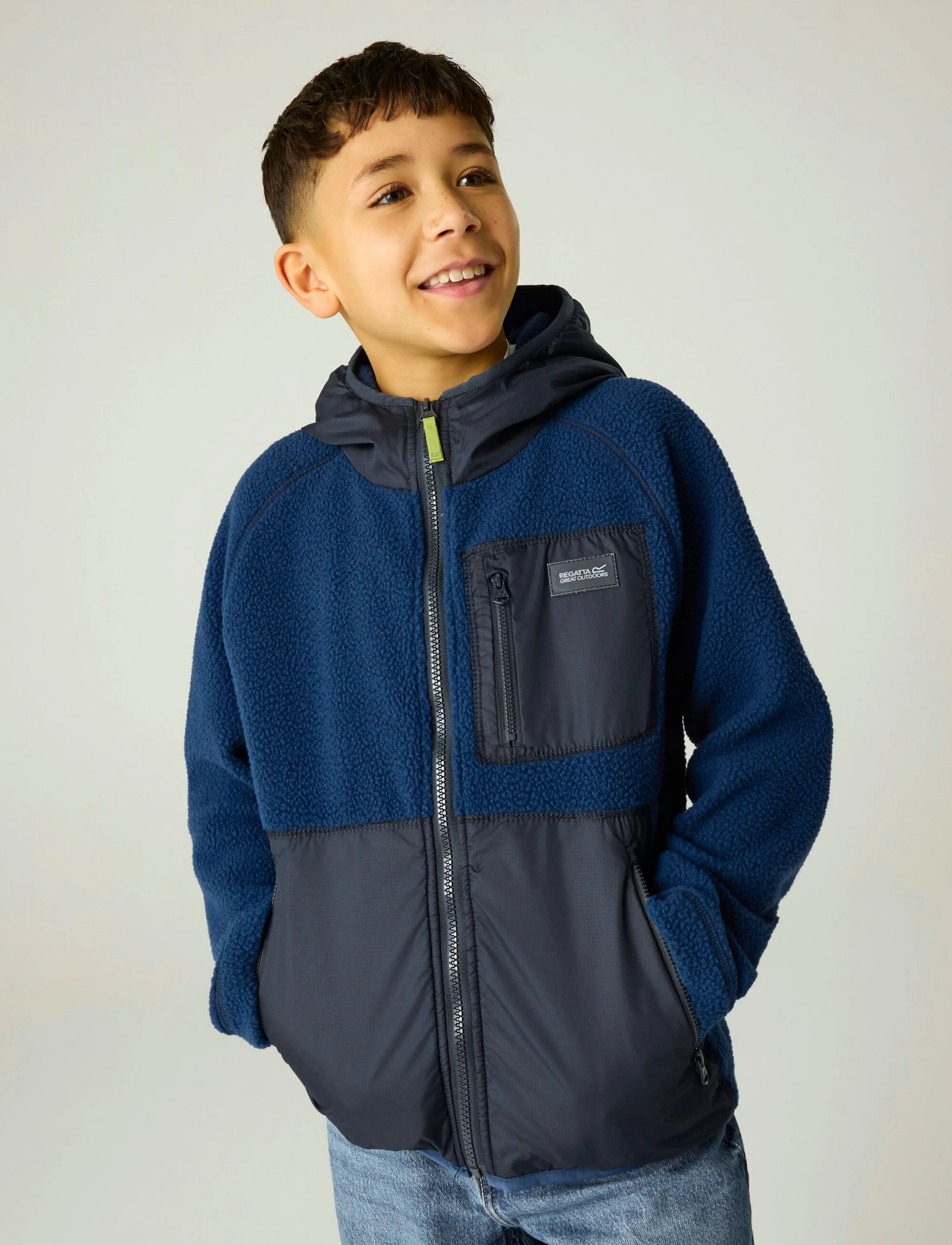 Regatta Munrohybrjk, 15-16Y, Fleece Oberbekleidung, Marineblau - Jackets, Kinder