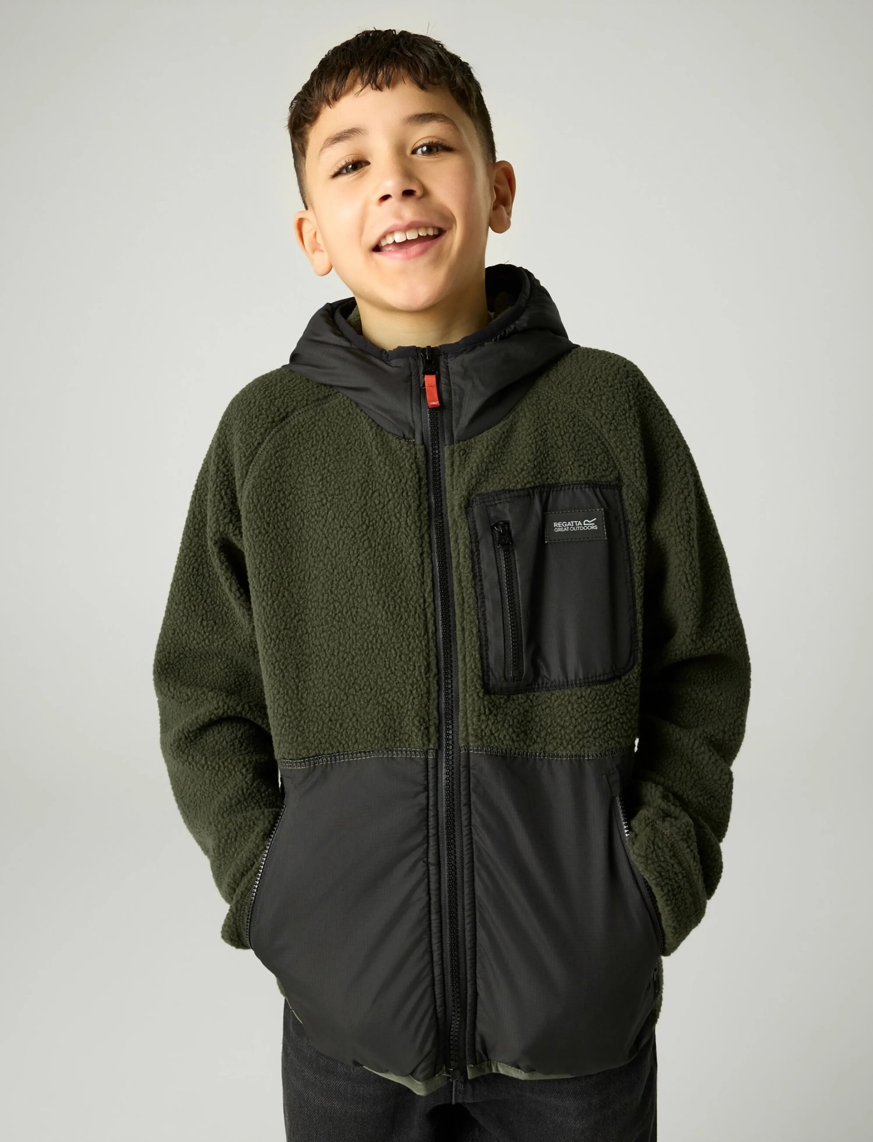 Regatta Munrohybrjk, 5-6Y, Fleece Oberbekleidung, Khakigrün - Jackets, Kinder