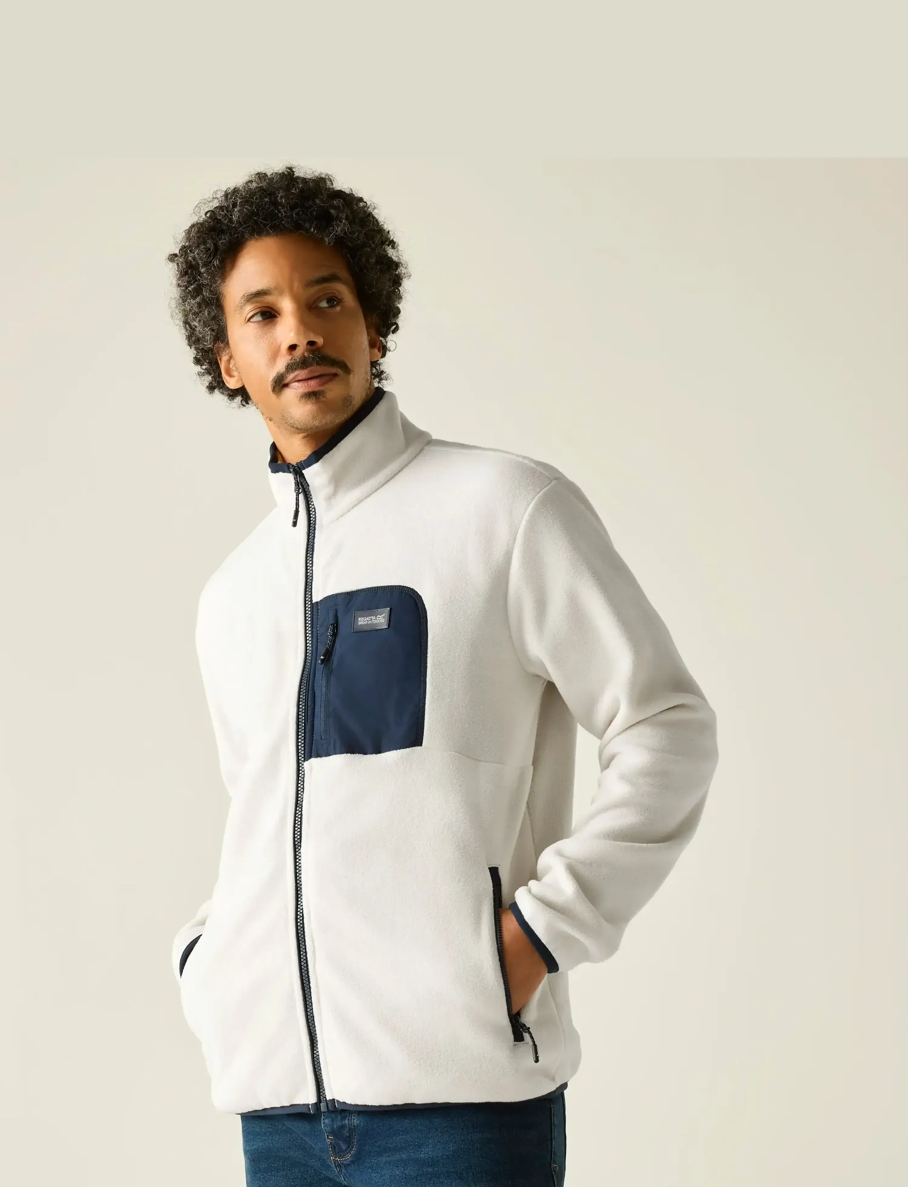Regatta Frankie F/Z Fleece - Fleece-Pullover - WHITESTONE/NAVY / white