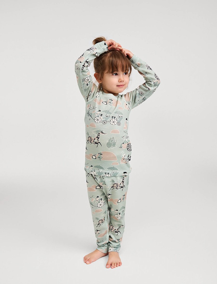 Reima - Thermal base layer set, Moomin Trivsam - aluskihina kantavad rõivakomplektid - airy green - 2