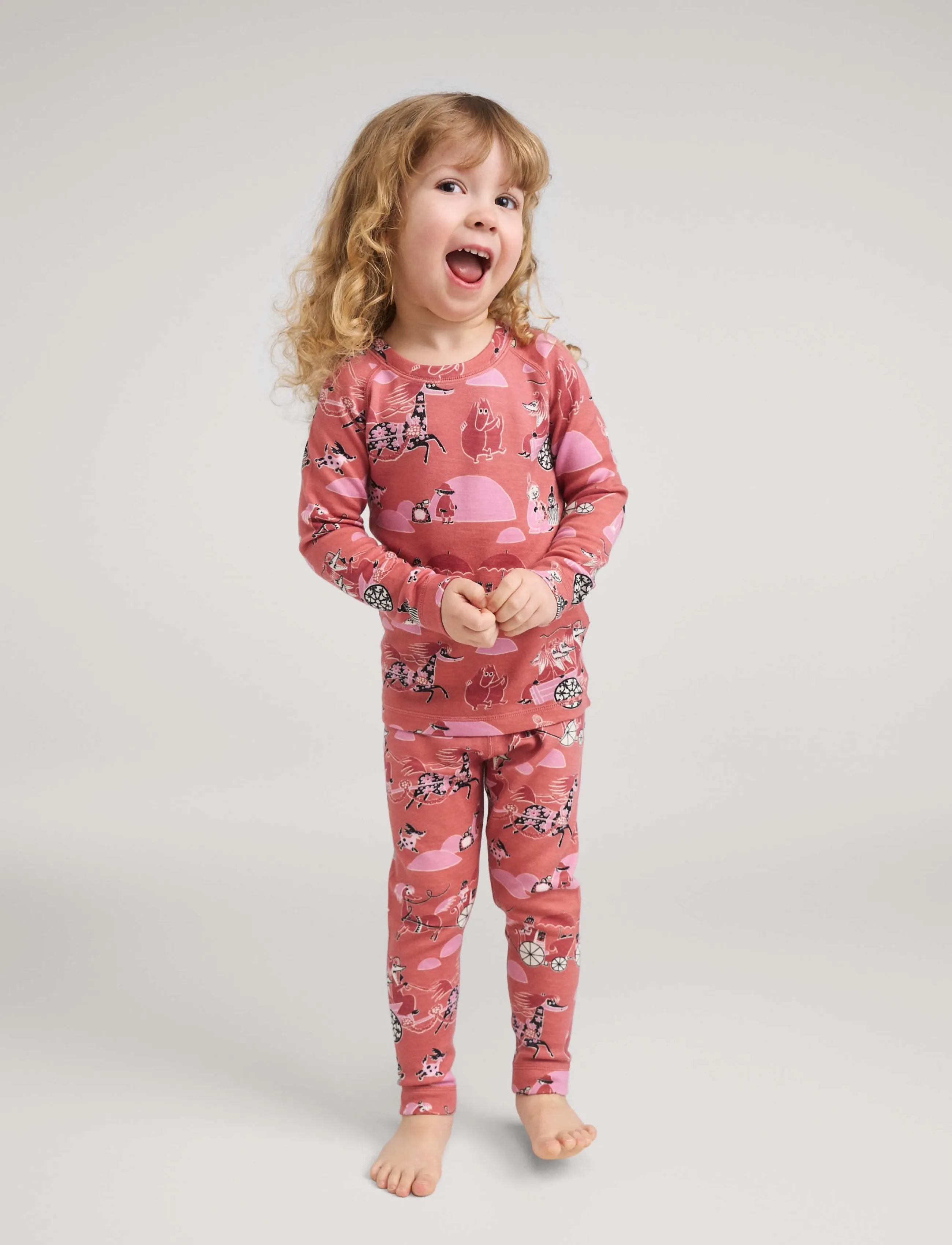 Reima Thermal Base Layer Set, Moomin Trivsam, 110, Pink, Base Layers > Base Layer Sæt, Børn