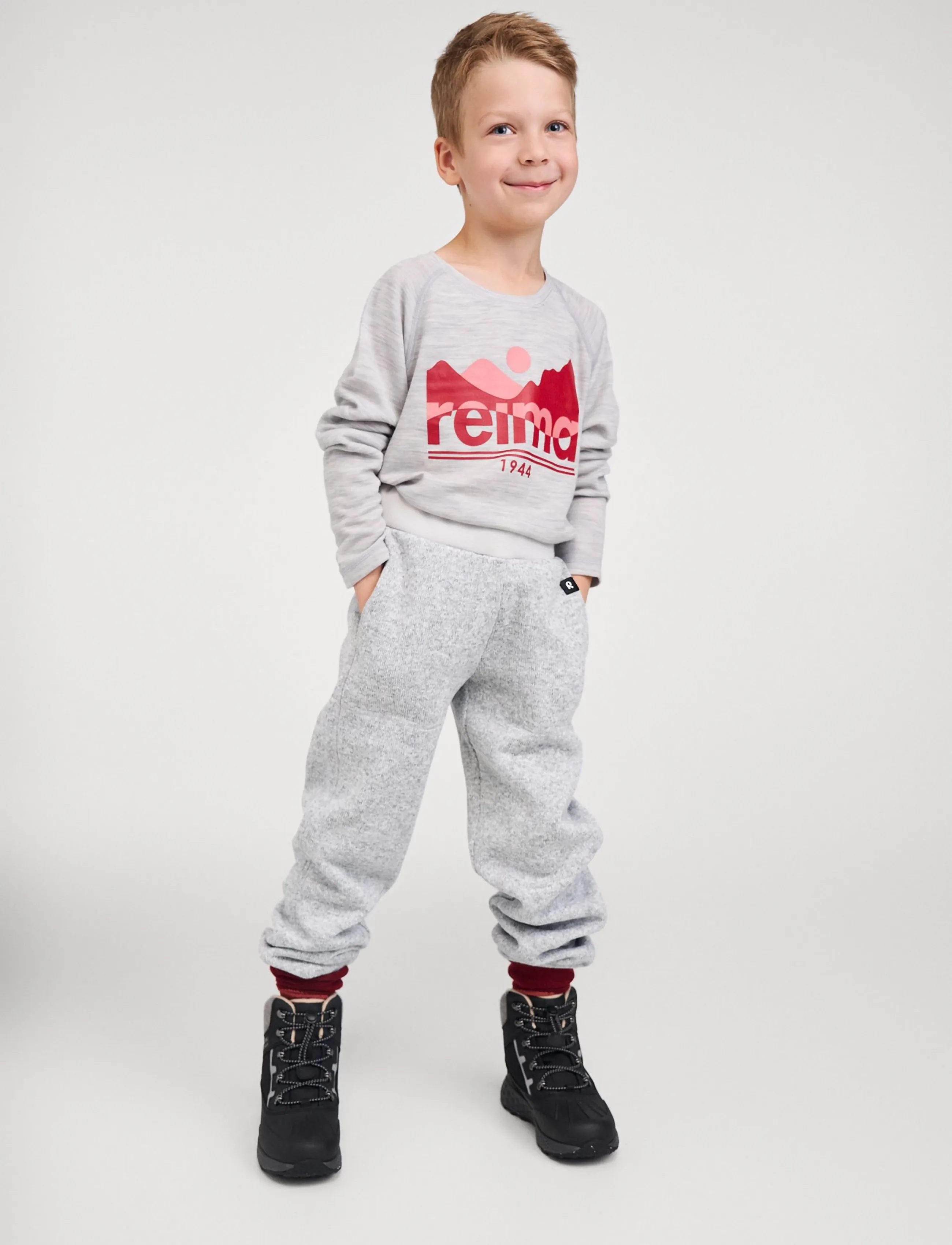 Reima Fleece Pants, Sangis, Fleecebukser Med Knæforstærkning, Grå, Str: 164