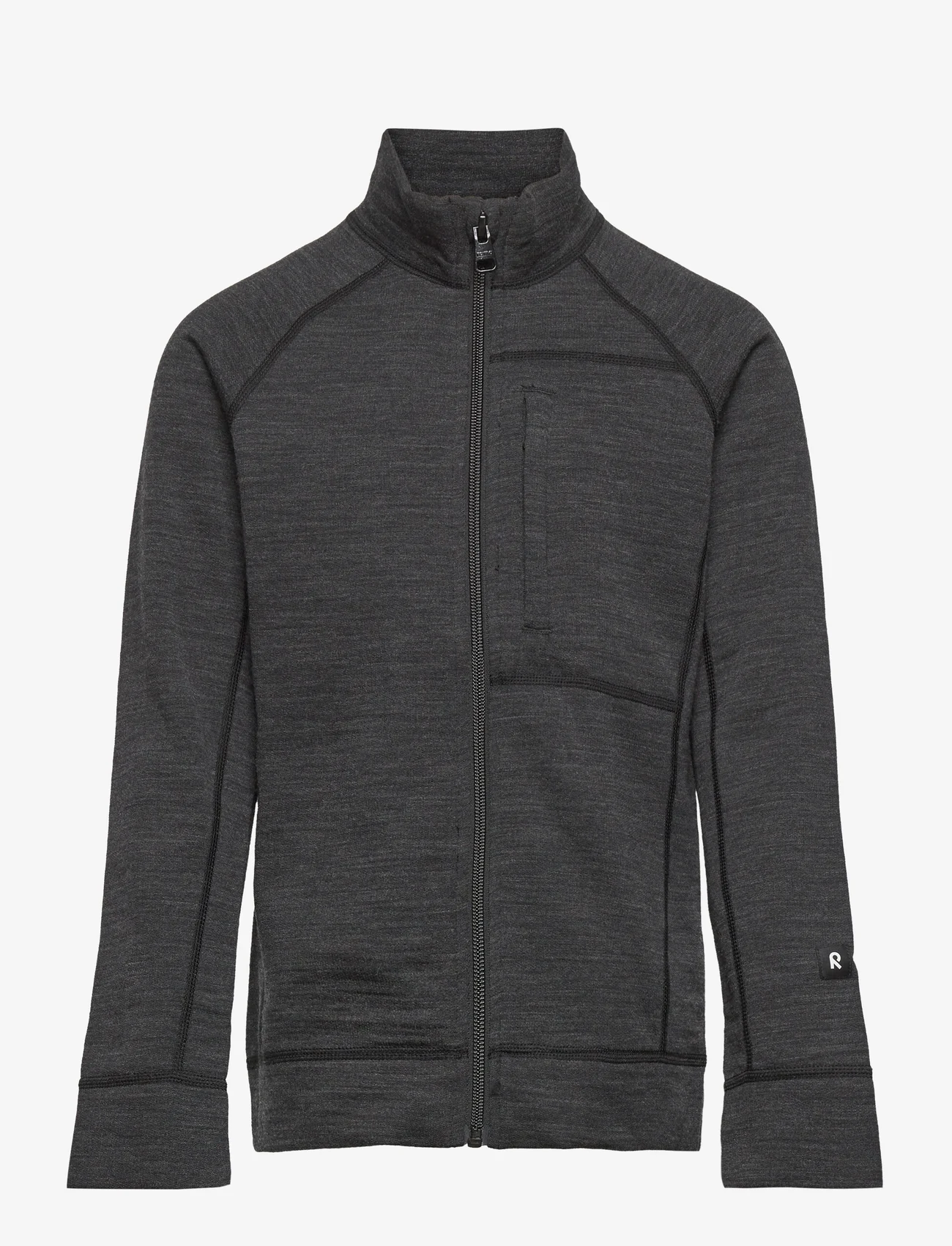 Reima - Kids' wool sweat jacket Mahti - sweatshirts & hættetrøjer - black melange - 0