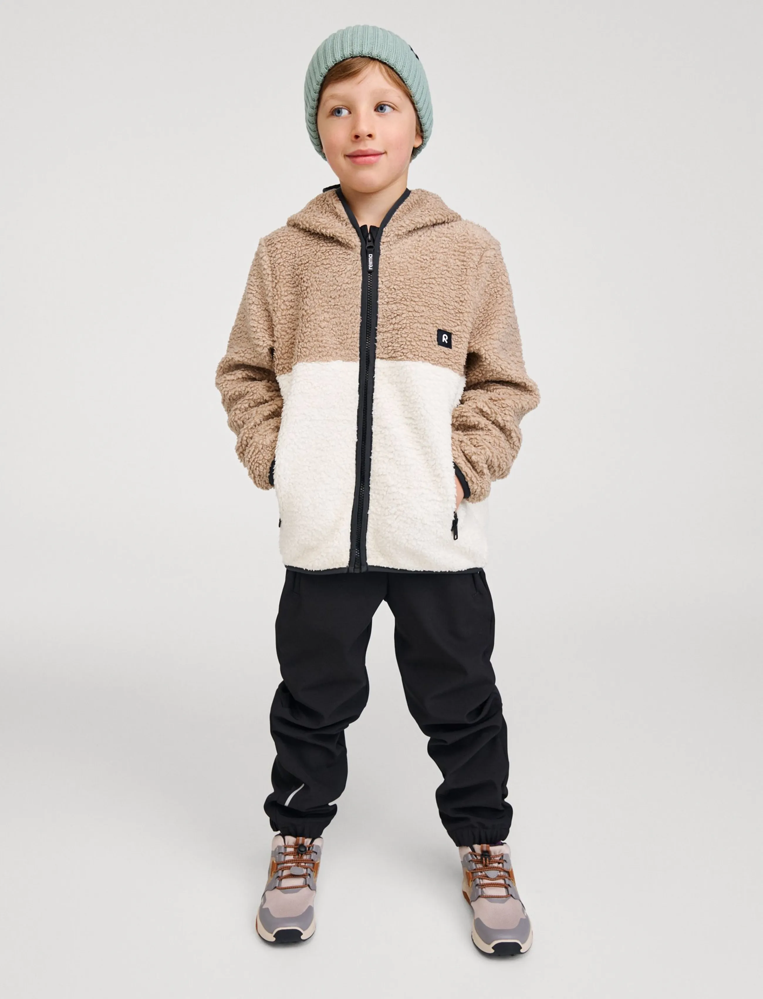 Reima Fleece Hoodie, Muhkea, Børn, Fleece Hættetrøje, Beige, Str: 122