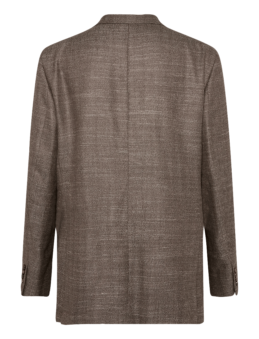 Reiss - VALLANCE DB PEAK HERRINGBONE BLAZER - dobeltkneppede blazere - brown - 1