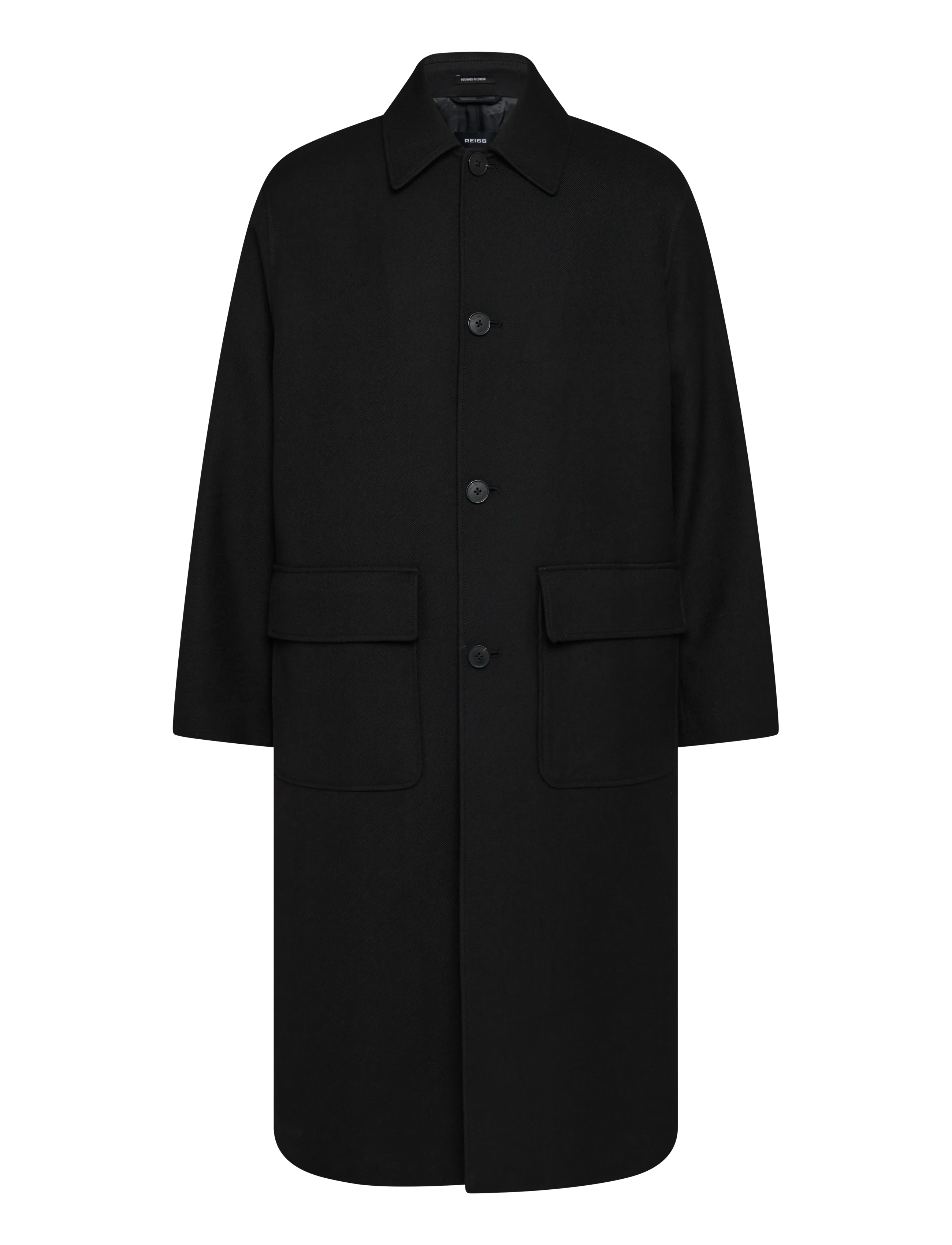 Reiss CLYDE ZIP THROUGH TWILL MAC - Reiss - BLACK / black