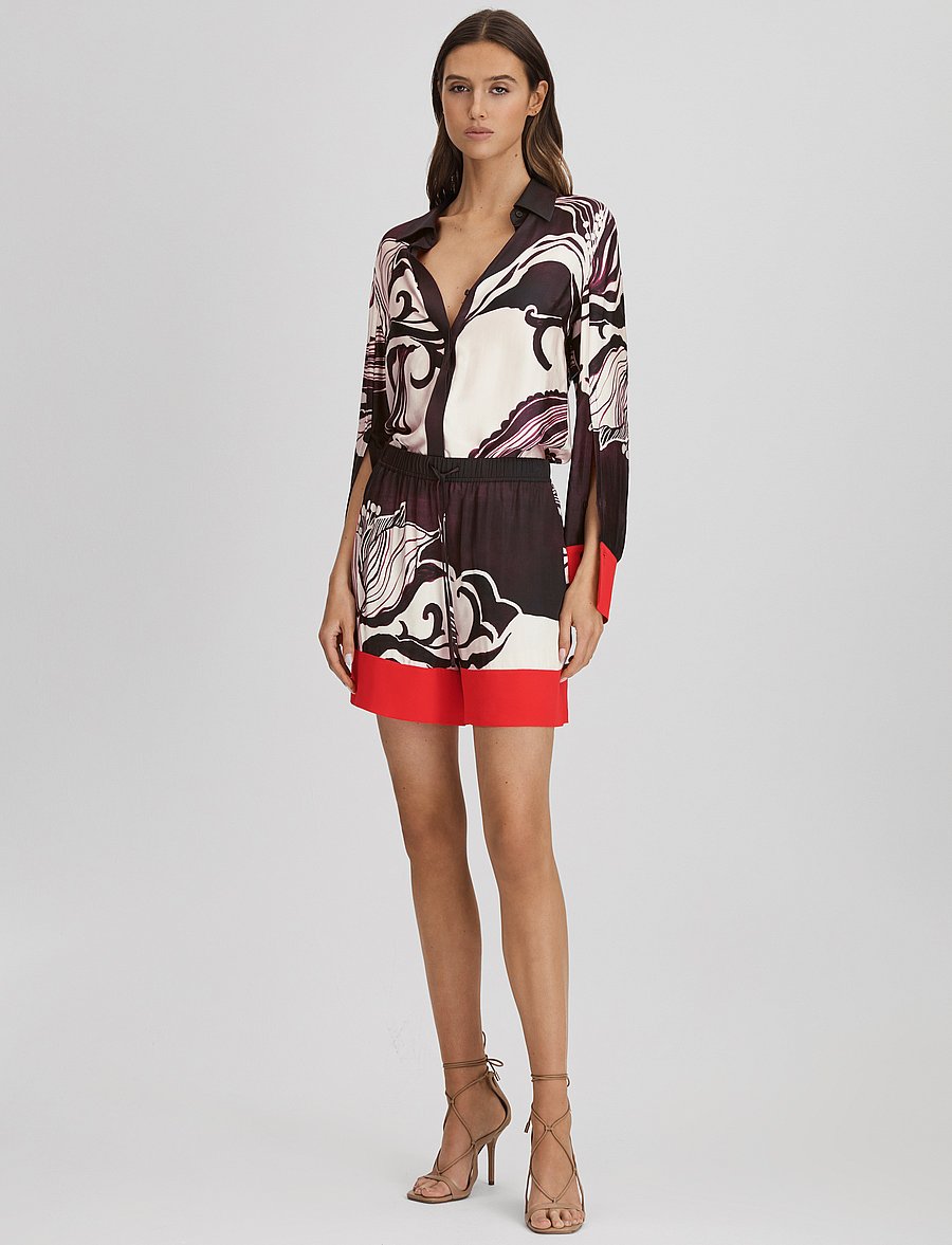 Reiss - FALLON - chino-shorts - burgundy/cream - 4