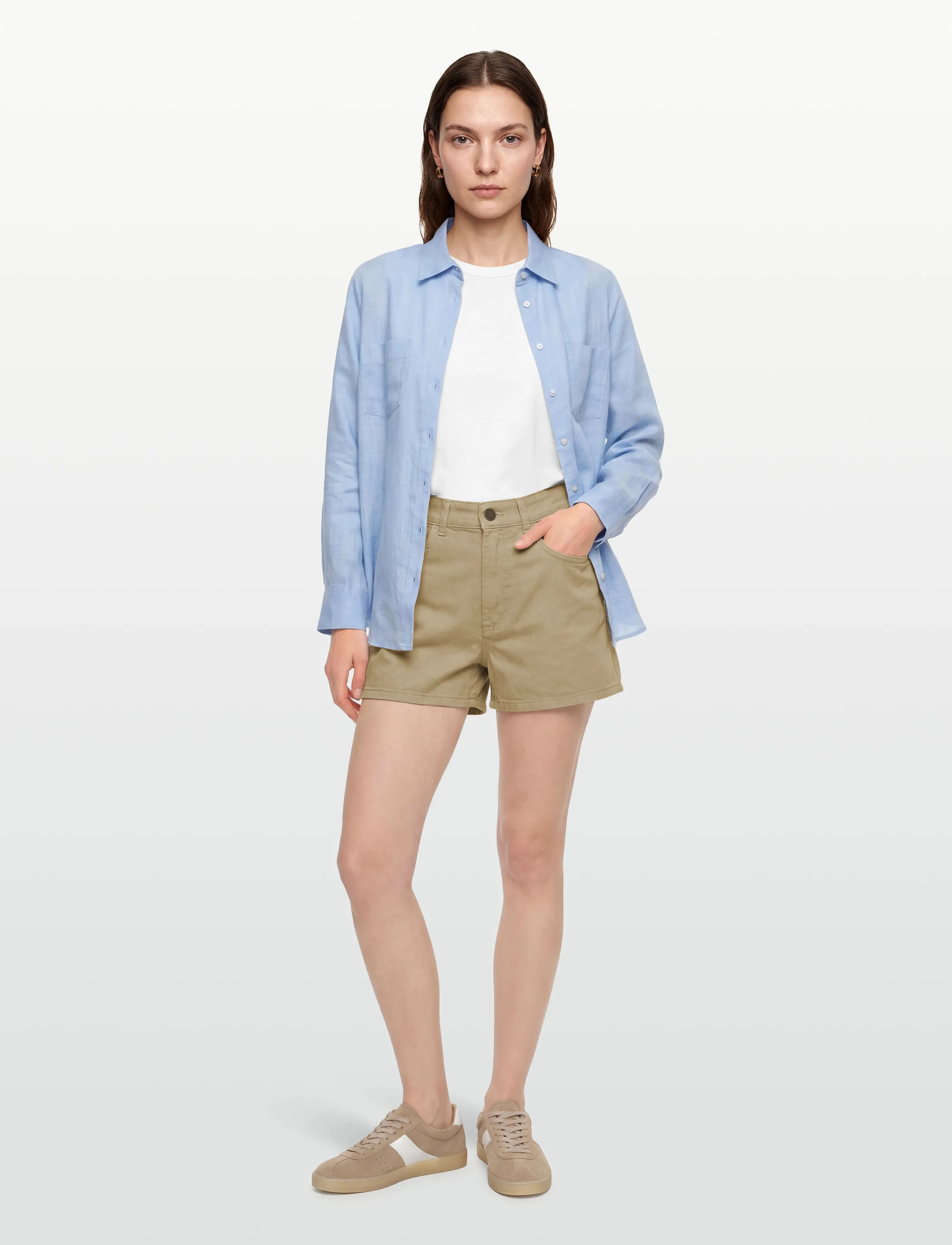 Reiss Colorado, Kvinder, Højtaljede Shorts, Kakigrøn, Str: 40