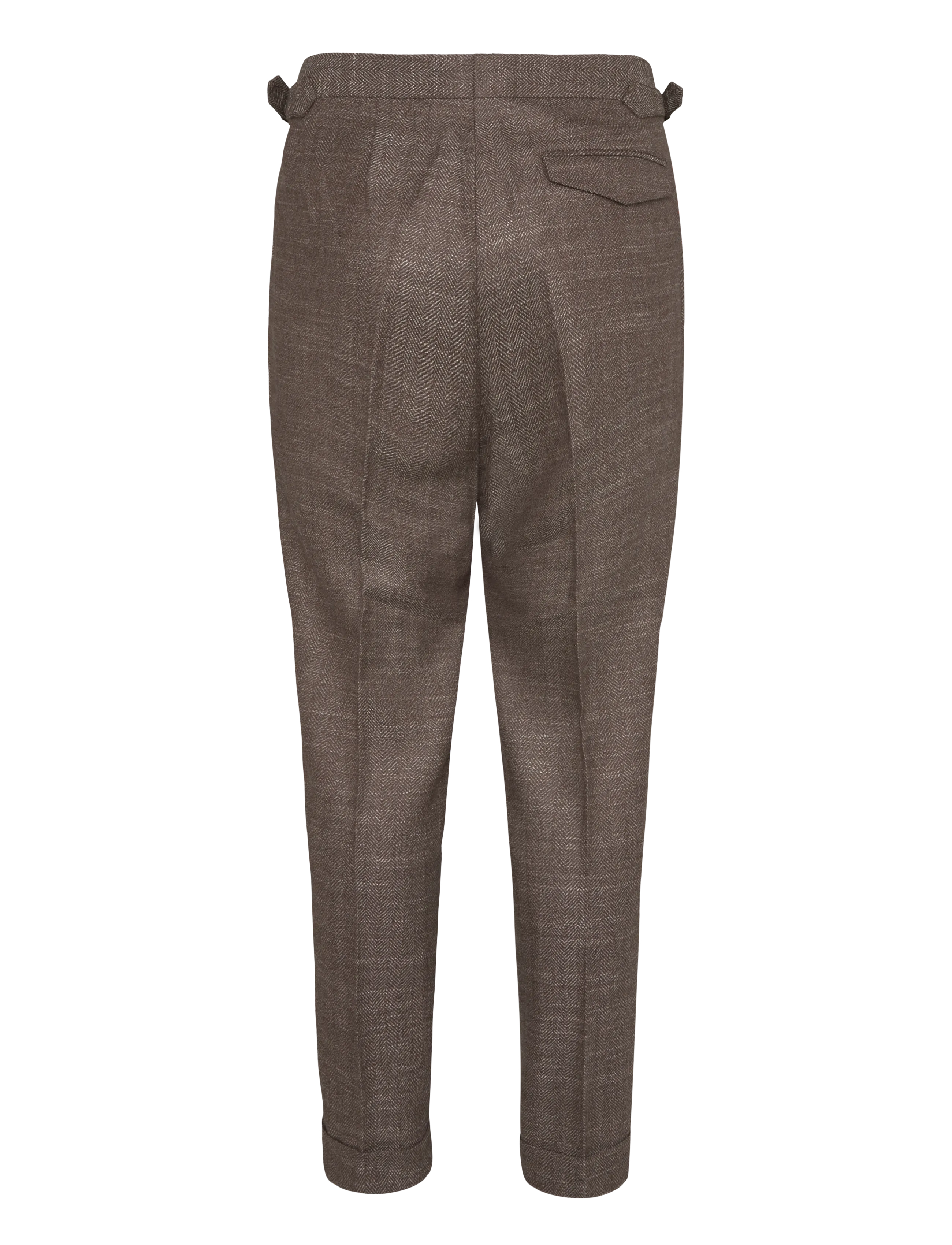 Reiss - VALLANCE SIDE ADJUSTER HERRINGBONE FORMAL TROUSER - kostymbyxor - brown - 1