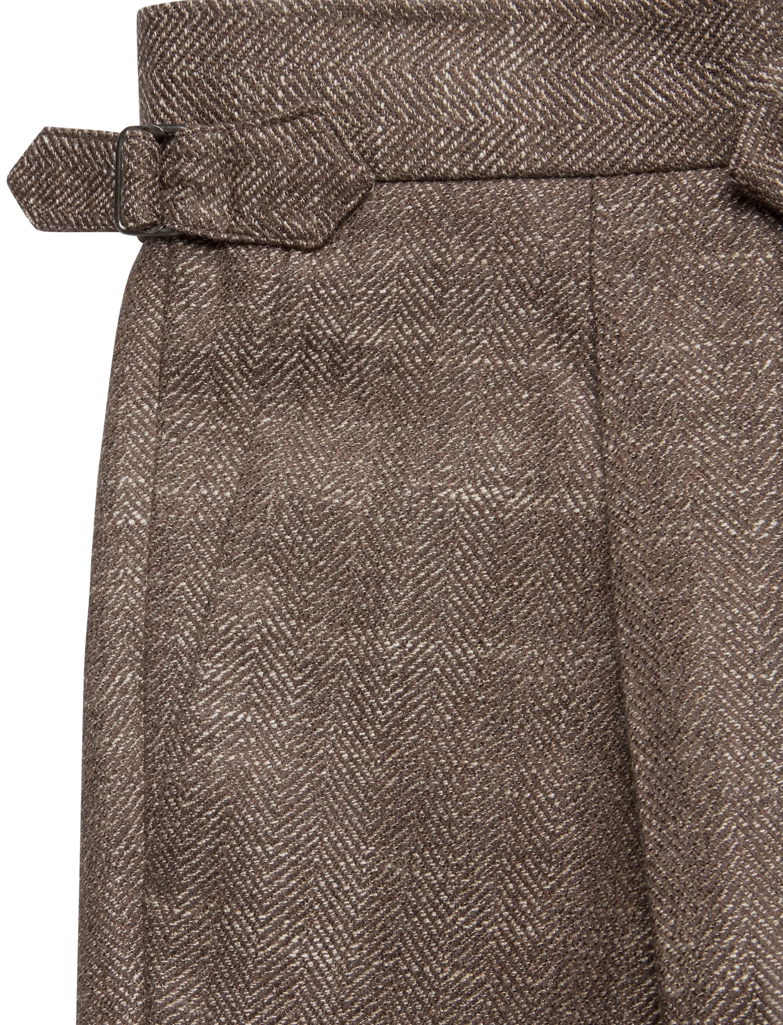 Reiss - VALLANCE SIDE ADJUSTER HERRINGBONE FORMAL TROUSER - kostymbyxor - brown - 2