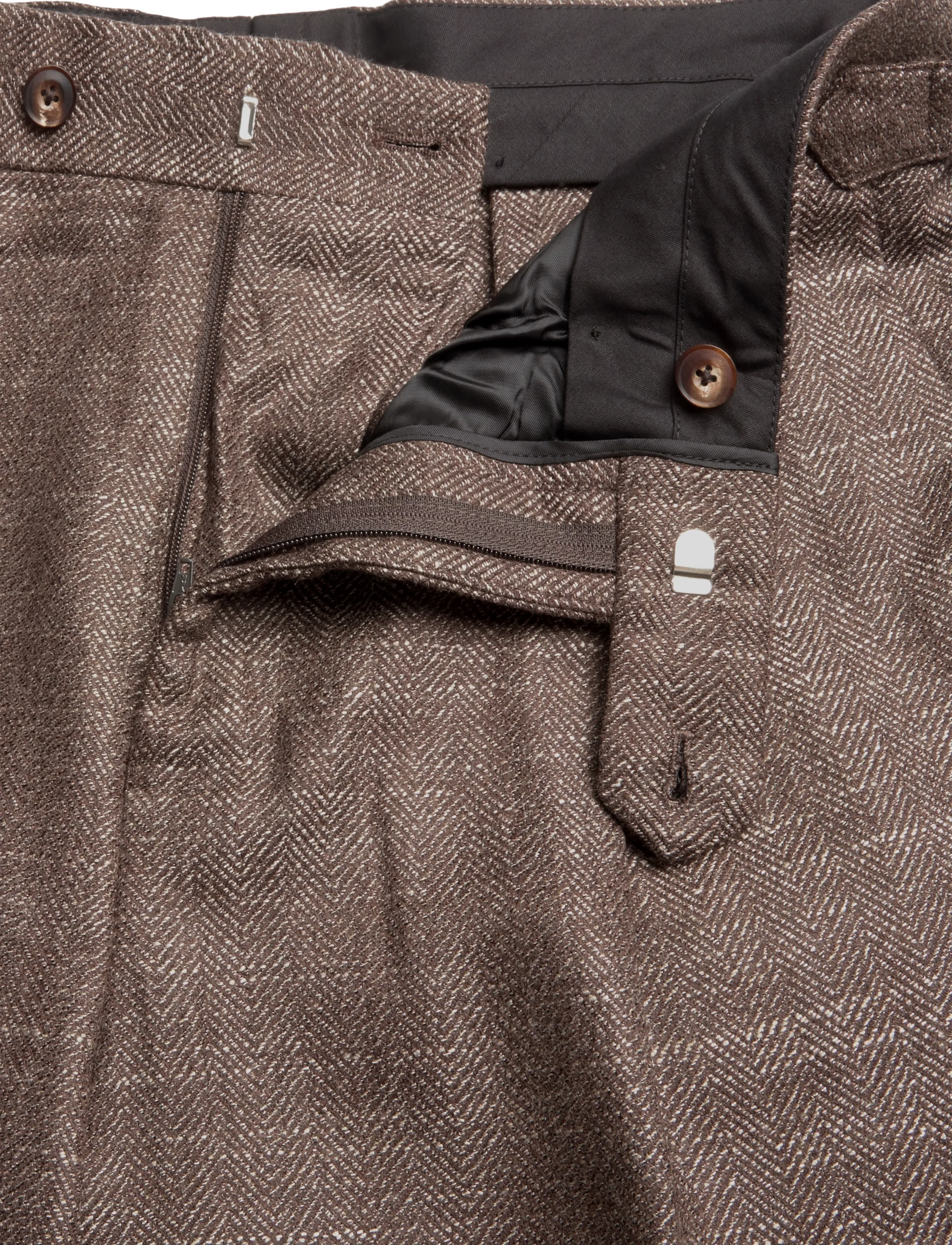 Reiss - VALLANCE SIDE ADJUSTER HERRINGBONE FORMAL TROUSER - kostymbyxor - brown - 3