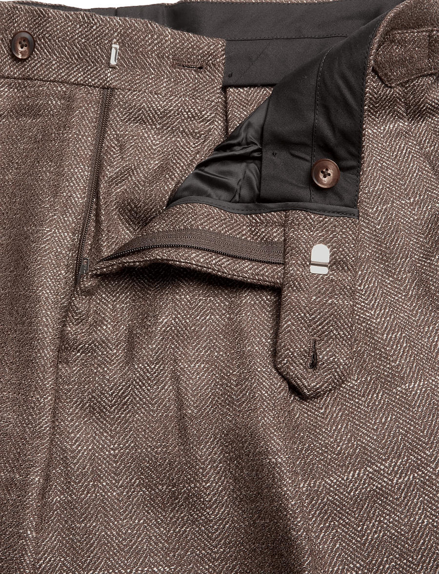 Reiss - VALLANCE SIDE ADJUSTER HERRINGBONE FORMAL TROUSER - kostymbyxor - brown - 3