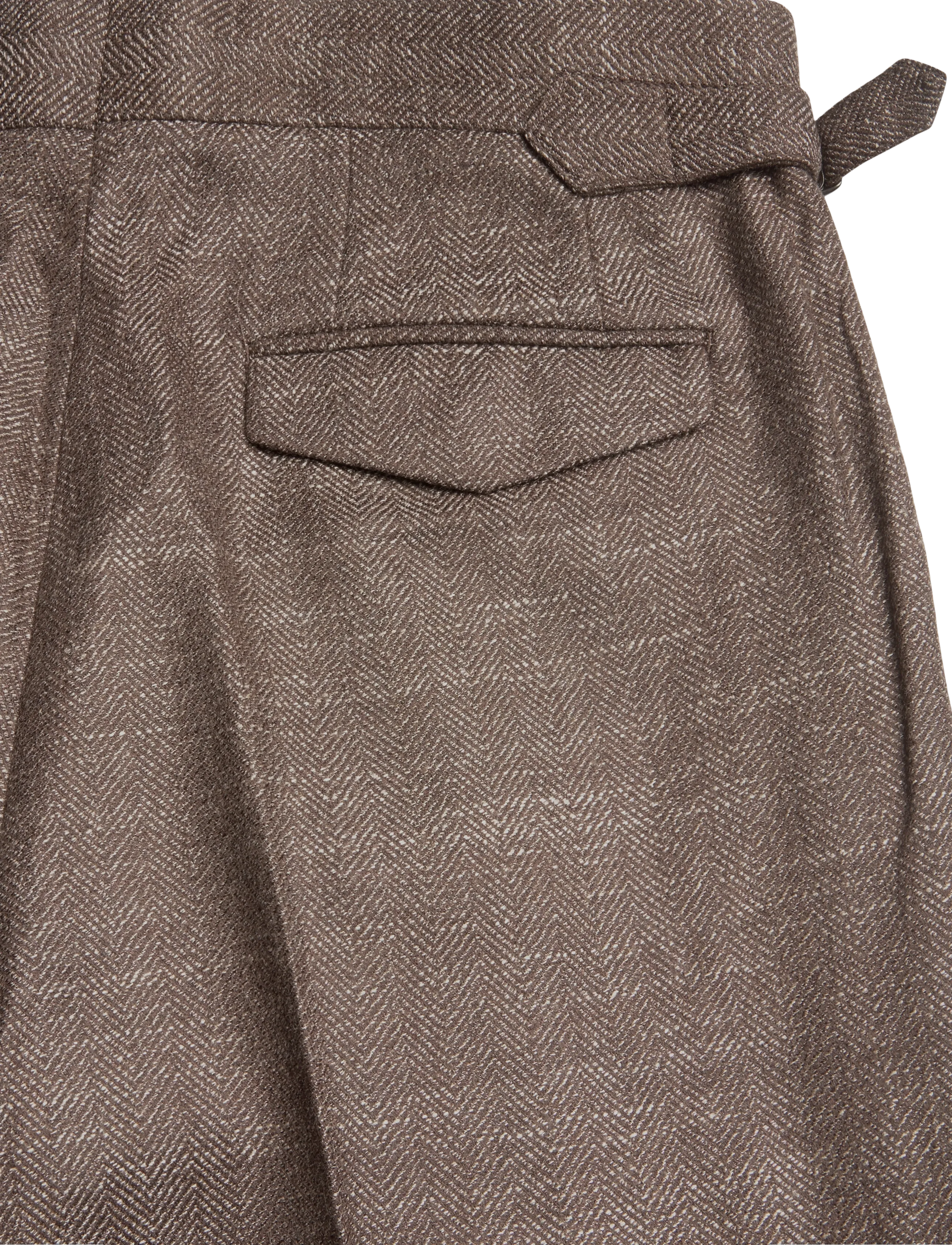 Reiss - VALLANCE SIDE ADJUSTER HERRINGBONE FORMAL TROUSER - kostymbyxor - brown - 4
