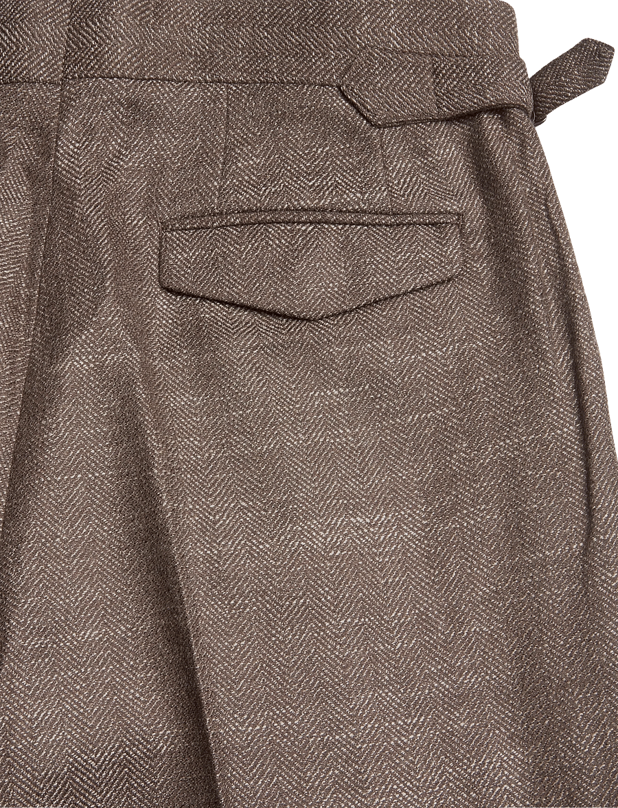 Reiss - VALLANCE SIDE ADJUSTER HERRINGBONE FORMAL TROUSER - kostymbyxor - brown - 4