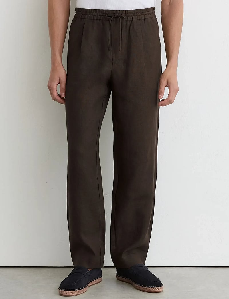 Reiss - BARGES - leinenhosen - chocolate brown - 0