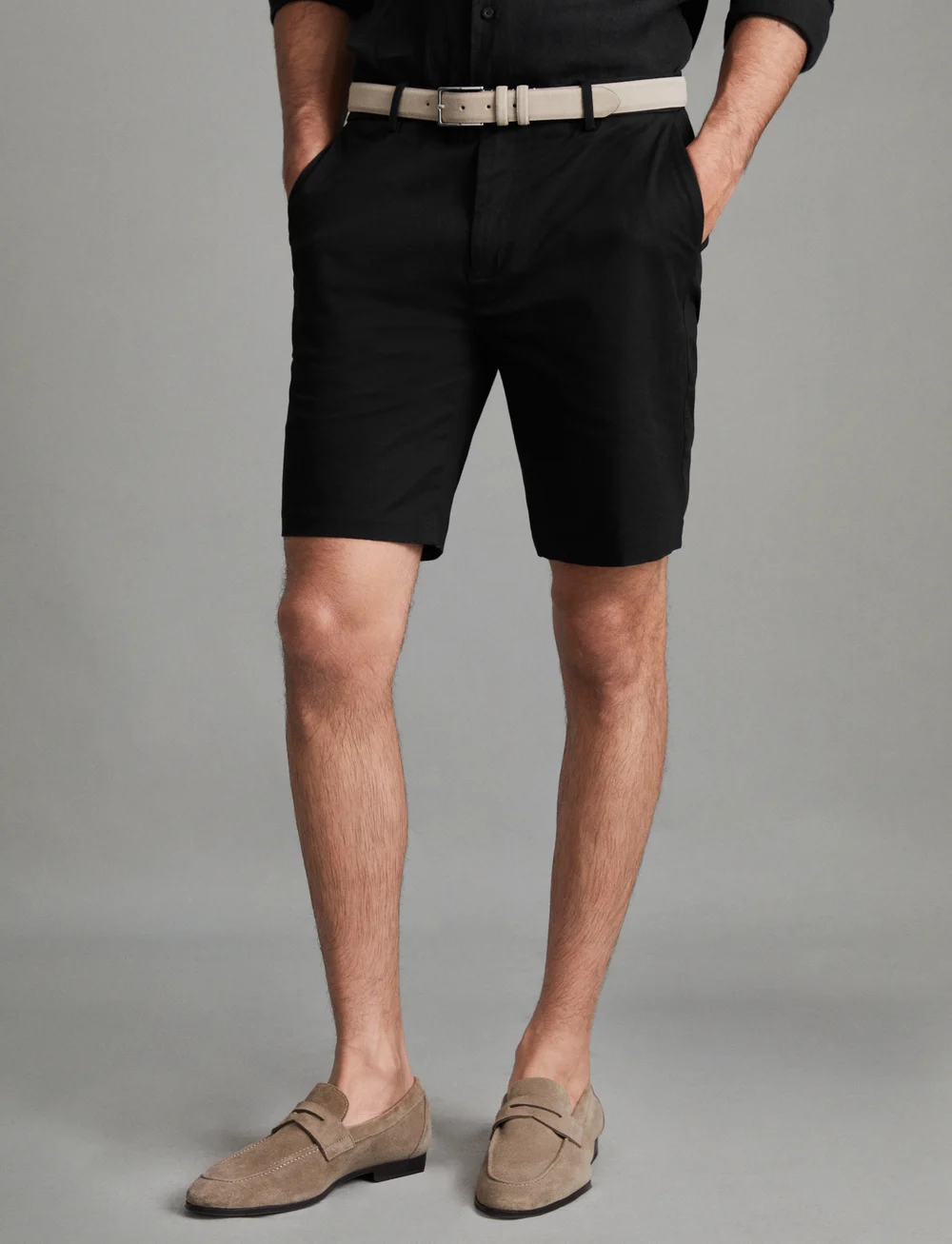 Reiss - WICKET - spodenki chinos - black - 0