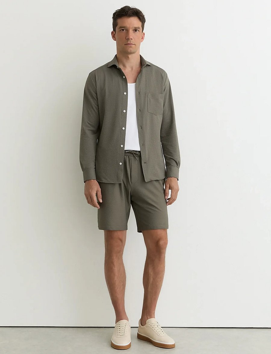Reiss - AJAY - lühikesed vabaajapüksid - dark sage green - 3