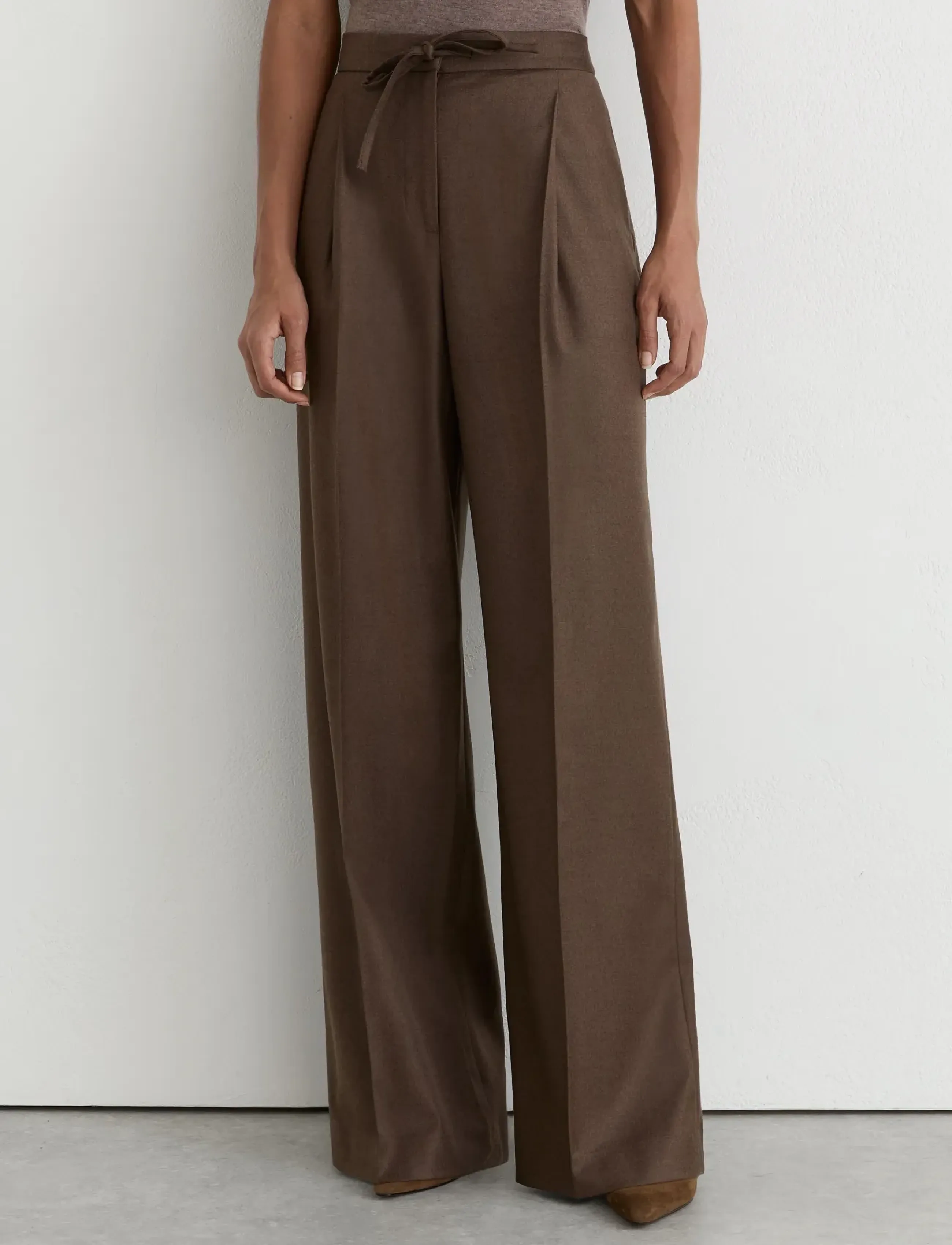 Reiss DERBY PULL ON WIDE LEG TROUSER - Püksid - MOCHA BROWN / brown