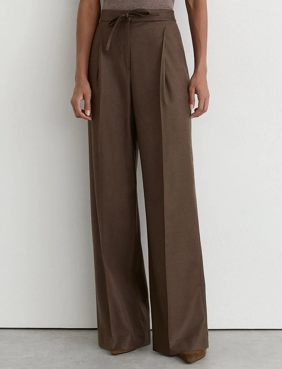 Reiss - DERBY PULL ON WIDE LEG TROUSER - mocha brown - 0