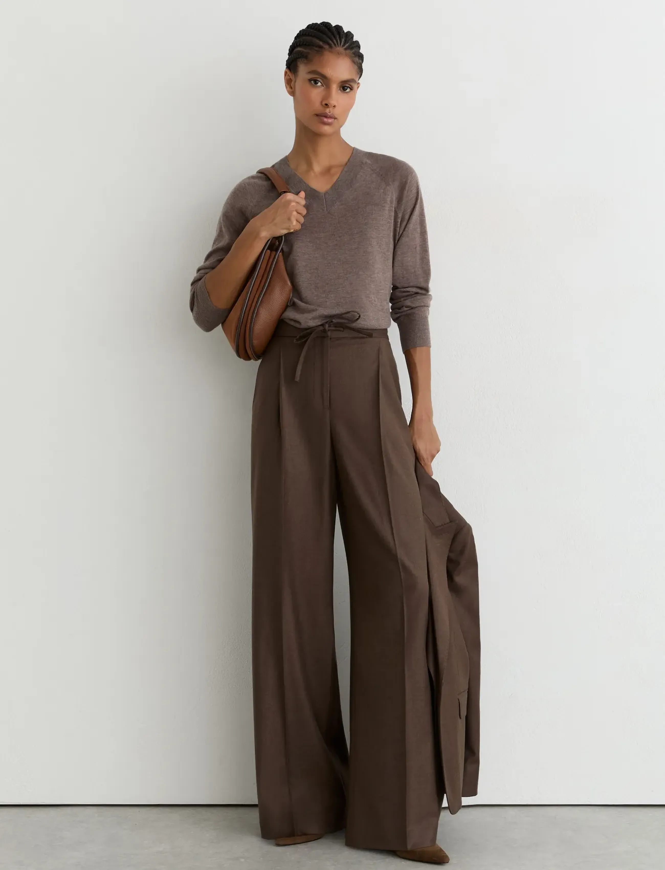 Reiss - DERBY PULL ON WIDE LEG TROUSER - mocha brown - 3
