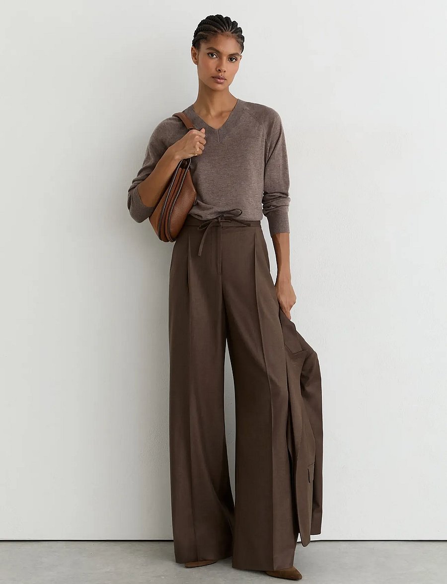 Reiss - DERBY PULL ON WIDE LEG TROUSER - mocha brown - 3