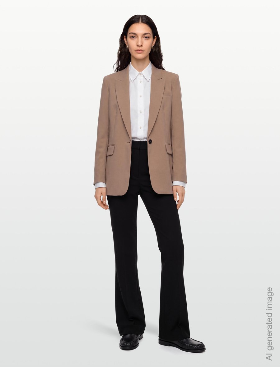 Reiss - GABI FLARE LEG TROUSER - utsvängda byxor - black - 0