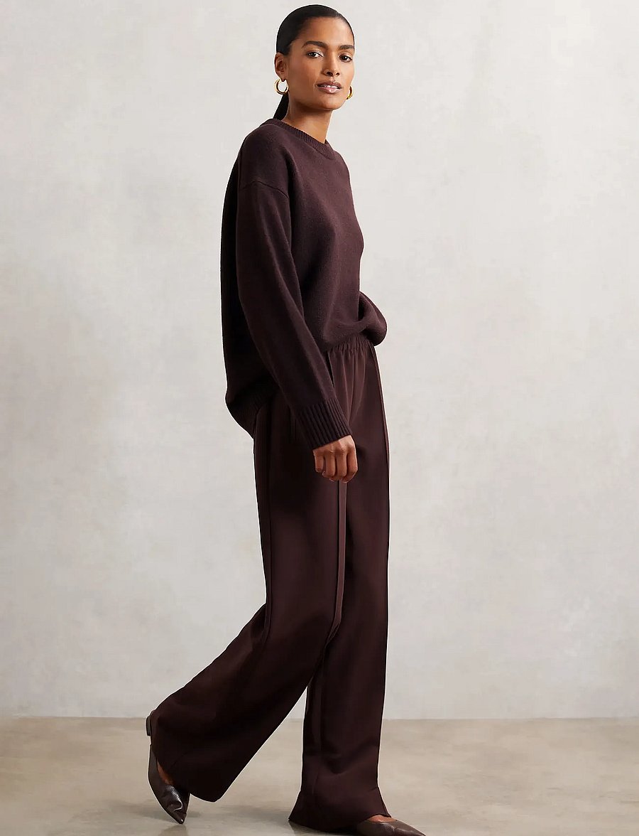 Reiss - ROBYN - hosen mit weitem bein - burgundy - 0