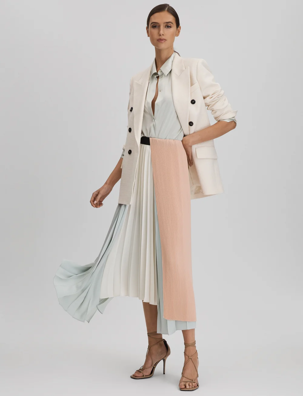 Reiss - MADDIE - plíseruð pils - pink/cream - 4
